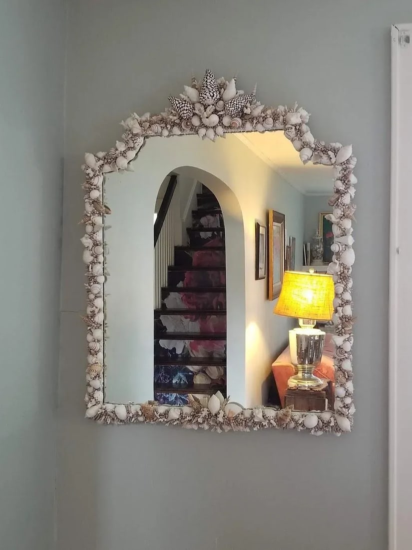 Handmade Natural Sea Shell Encrusted Wall Mirror - 3