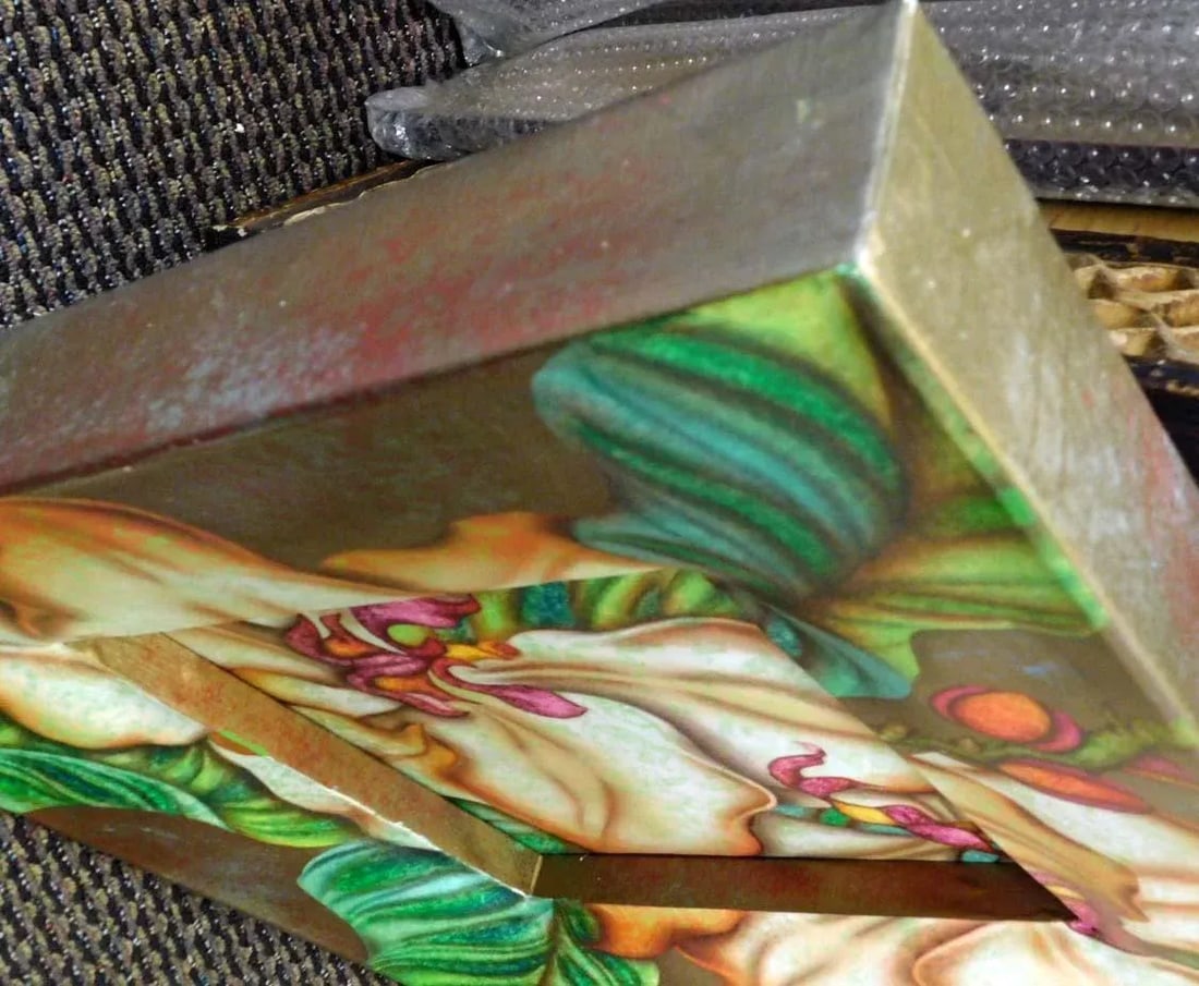 Luis Sottil "Gold Flower" Hand Signed #Hr581 Original Flower Art Canvas - 2