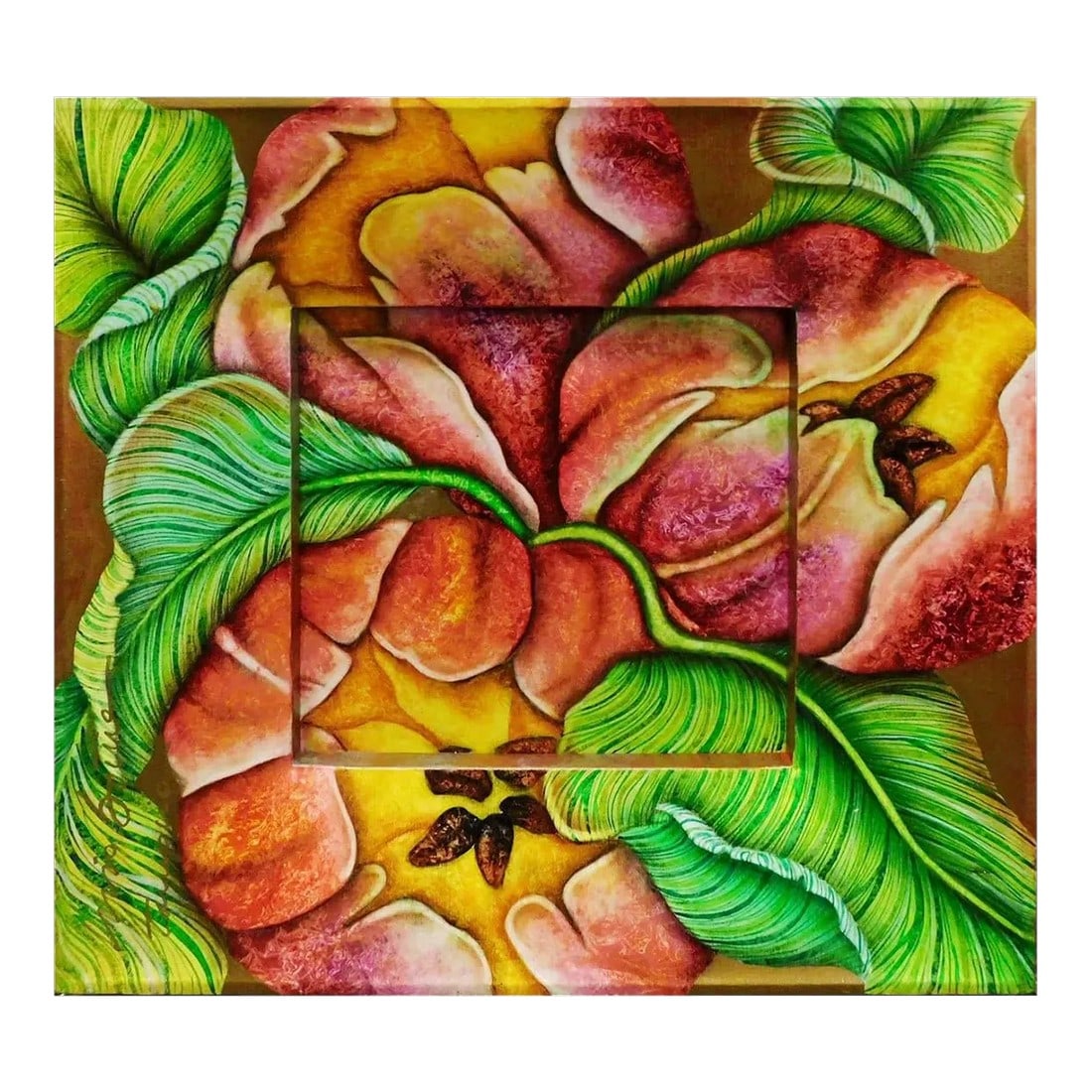 Luis Sottil "Spring" Hand Signed #Hr589 Original Red Flower Art Canvas: Spring HR589 by Luis Sottil Original Limited Edition Naturalismo on Canvas Hand Signed by the Artist Medium: Naturalismo Art Size: 23" x 23" Edition Number: 3/40 Condition: Mint Certificate of Authent