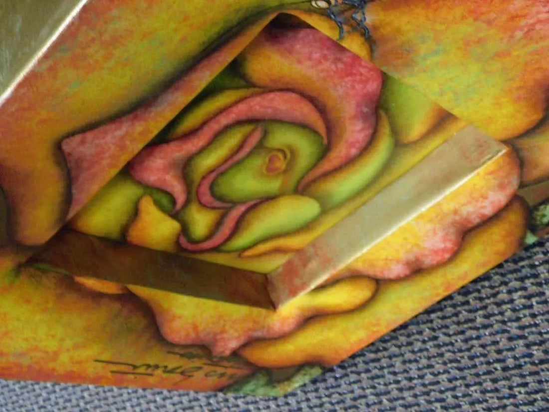 Luis Sottil "Summer Butterfly" Yellow Rose Hand Signed Original Art Canvas - 2