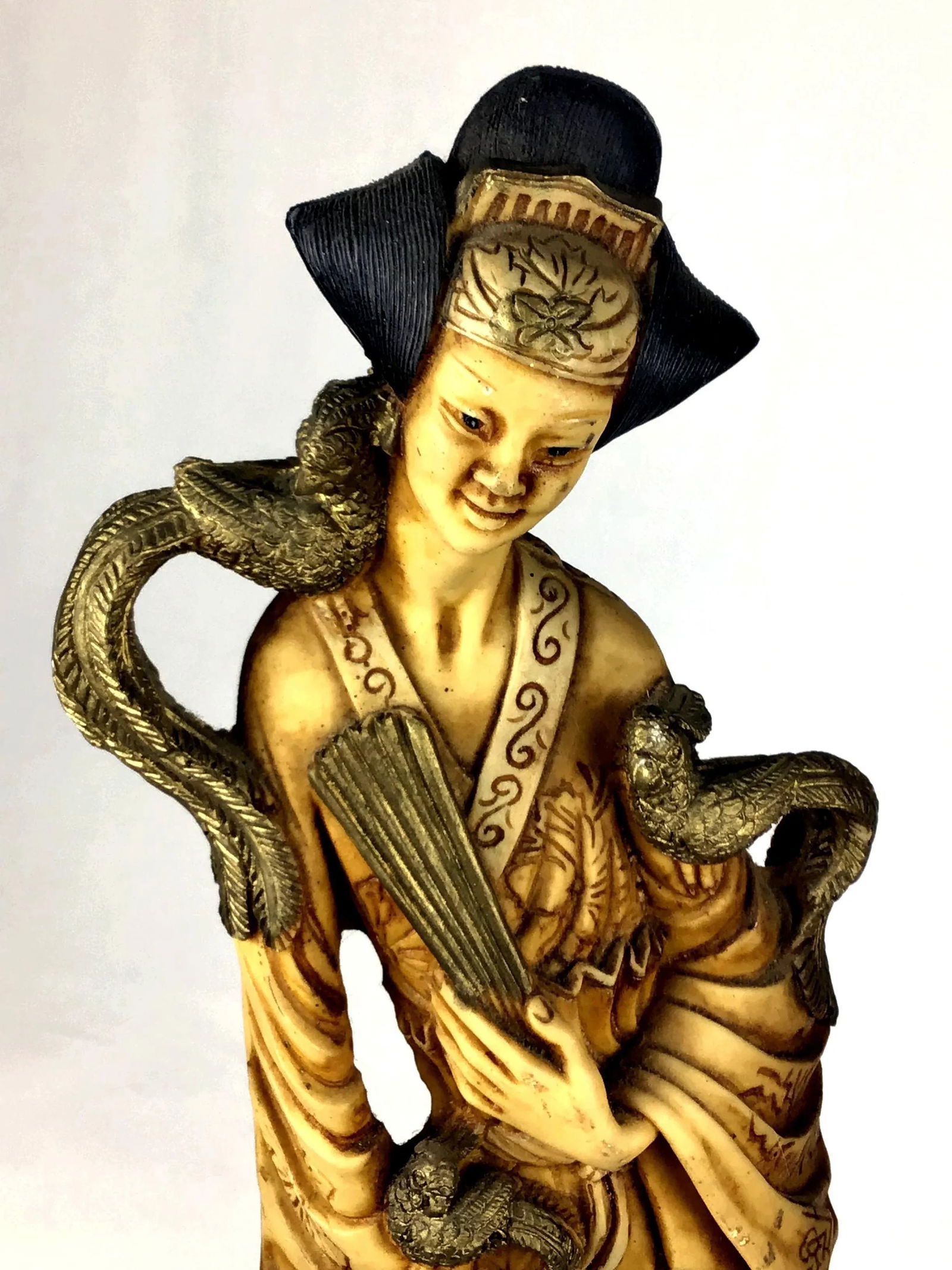 Magnificent Carved Resin Pair of Chinese Royals - 2