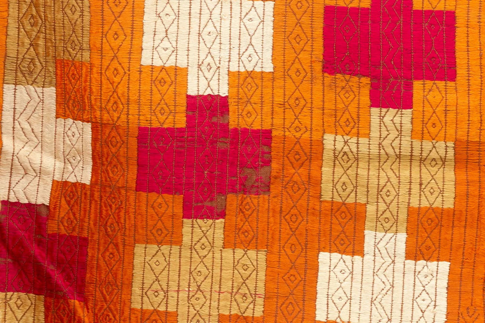 Antique Ceremonial Indian Phulkari Throw - 7