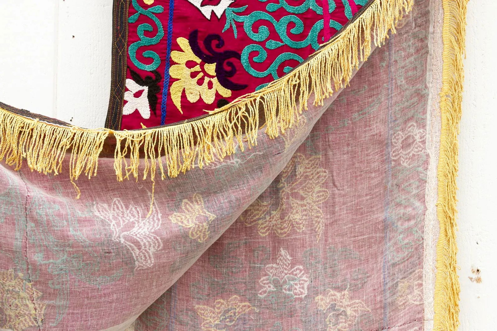 Vintage Red Floral Suzani Runner - 7