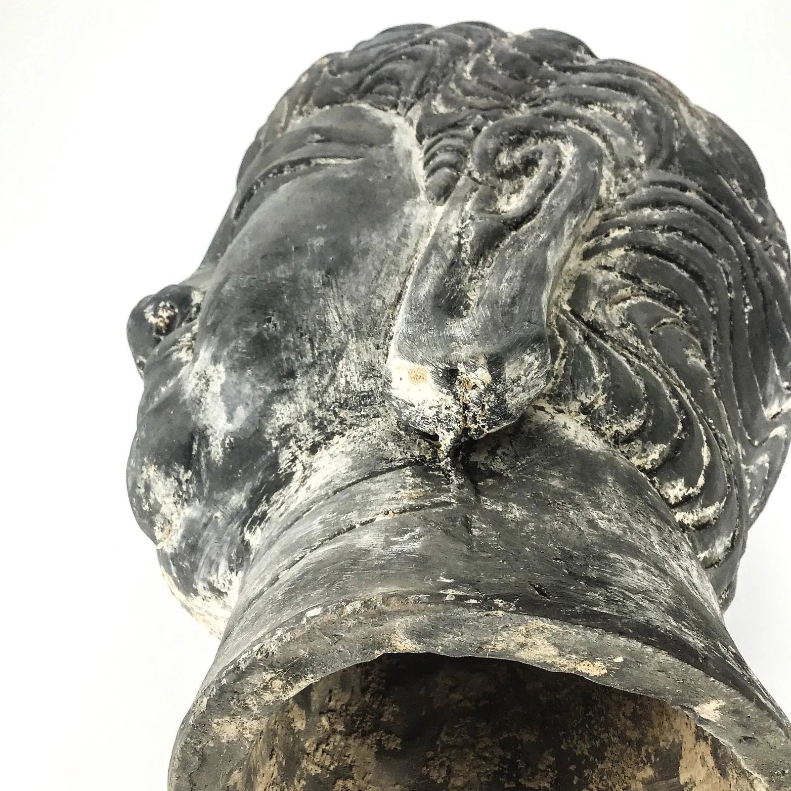 Vintage Chinese Clay Statue Soldier Head Bust - 10