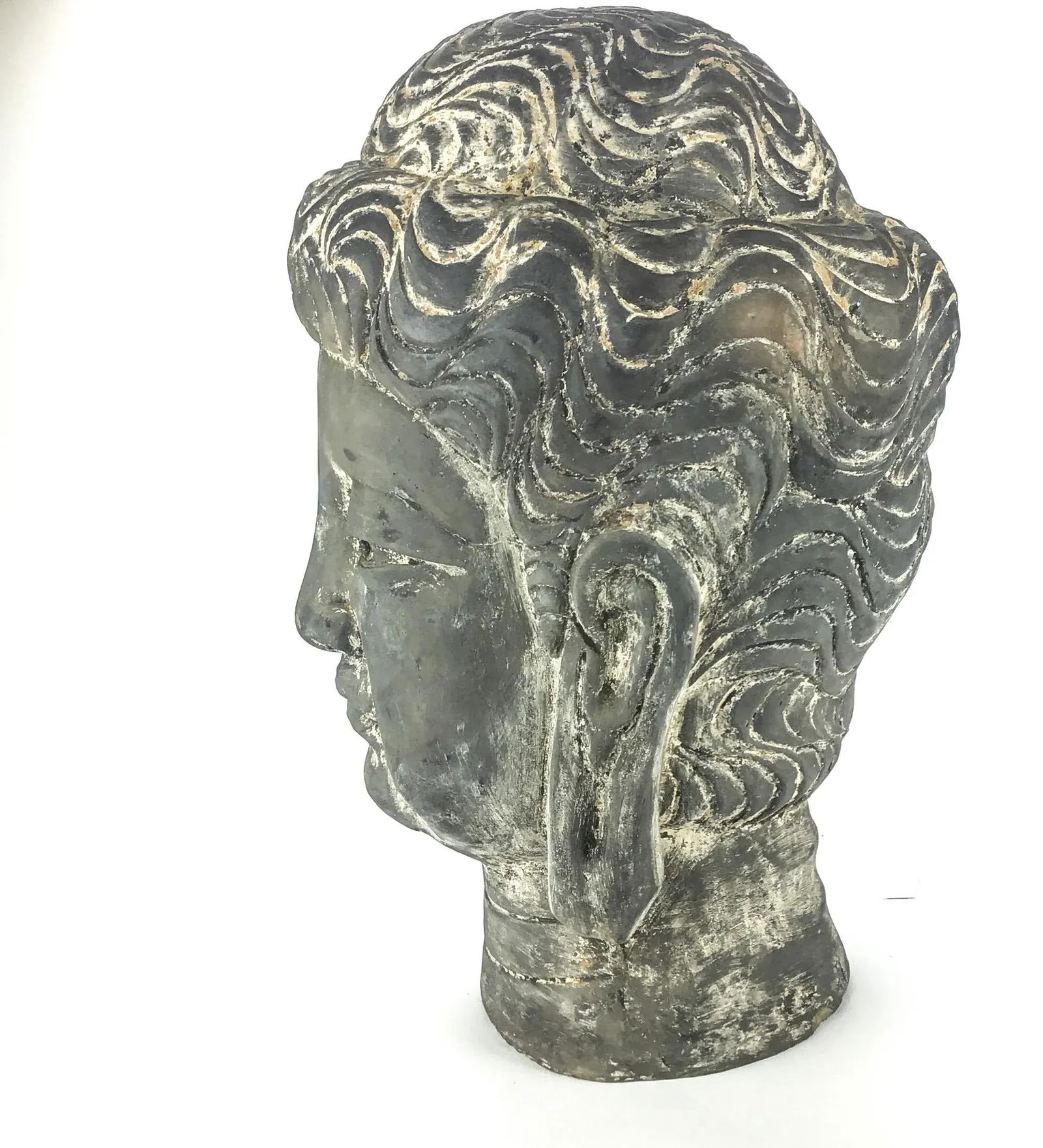 Vintage Chinese Clay Statue Soldier Head Bust - 2