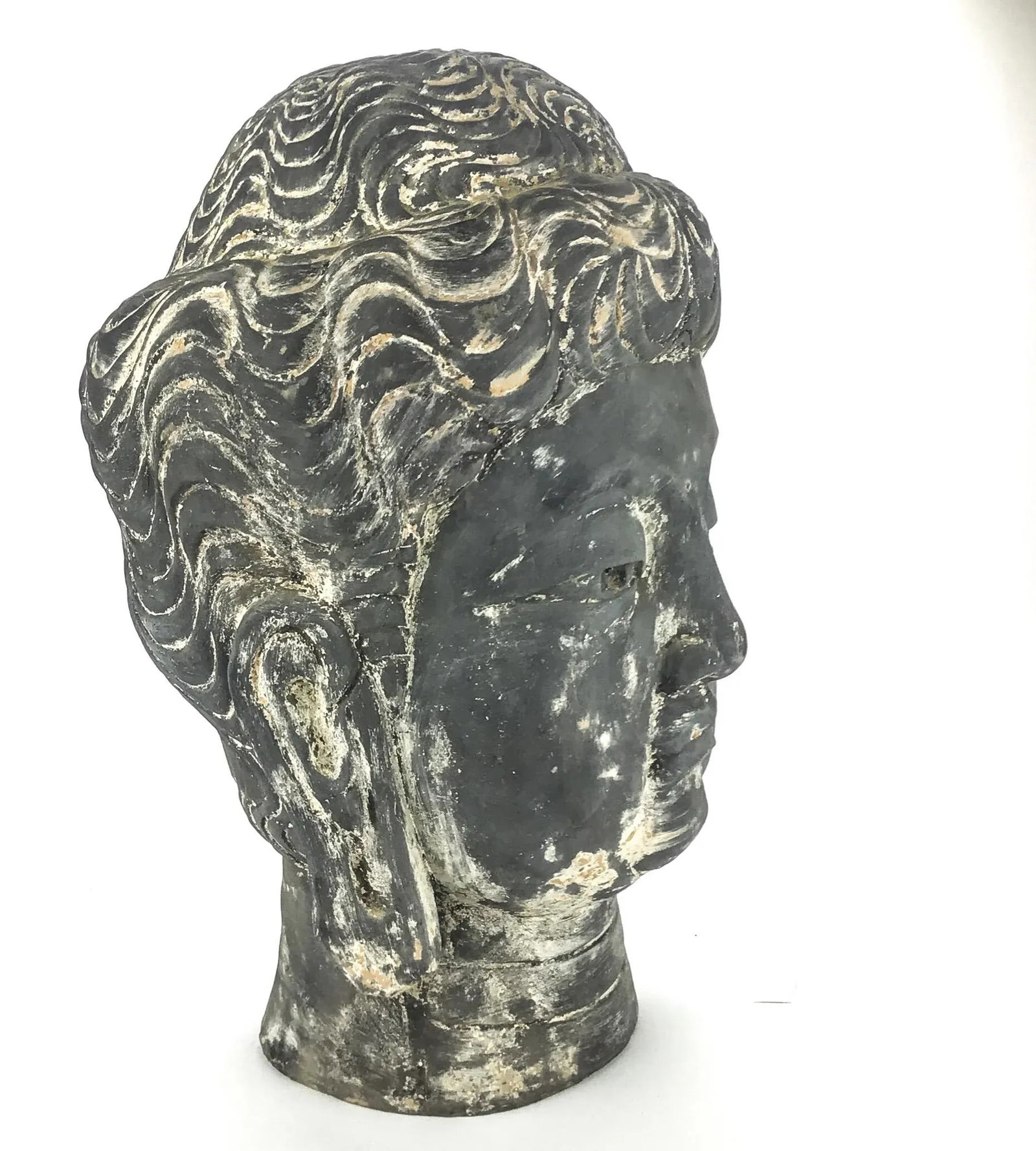 Vintage Chinese Clay Statue Soldier Head Bust - 3