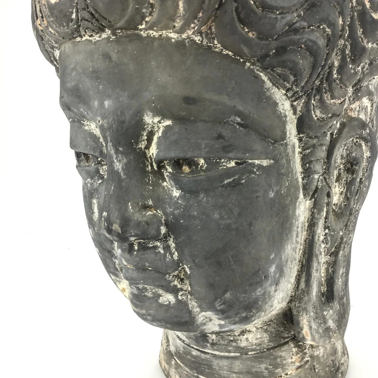 Vintage Chinese Clay Statue Soldier Head Bust - 4