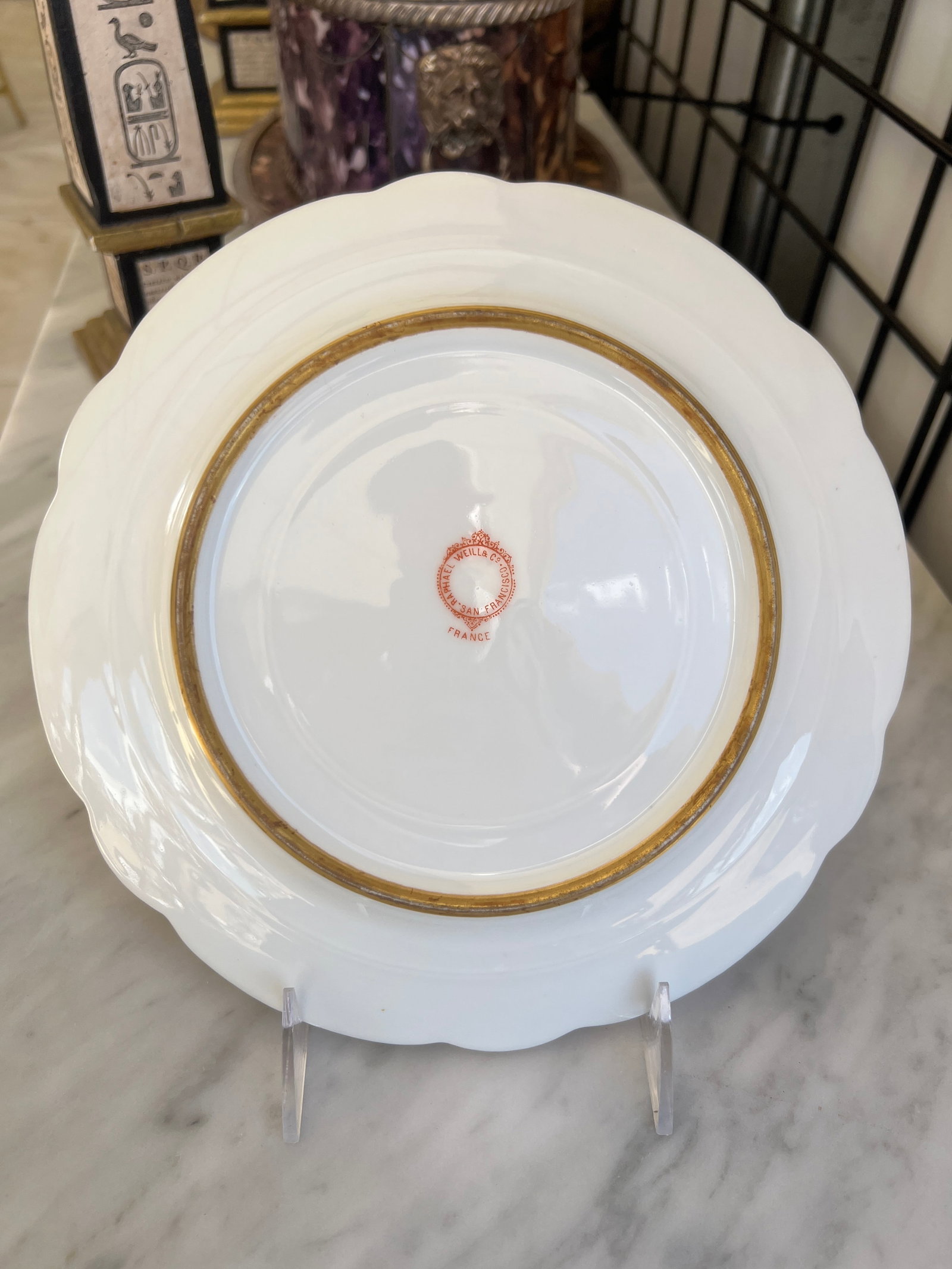 Set of 8, Raphael Weill Hand Enameled "Important Figures" Porcelain Plates 9" - 10