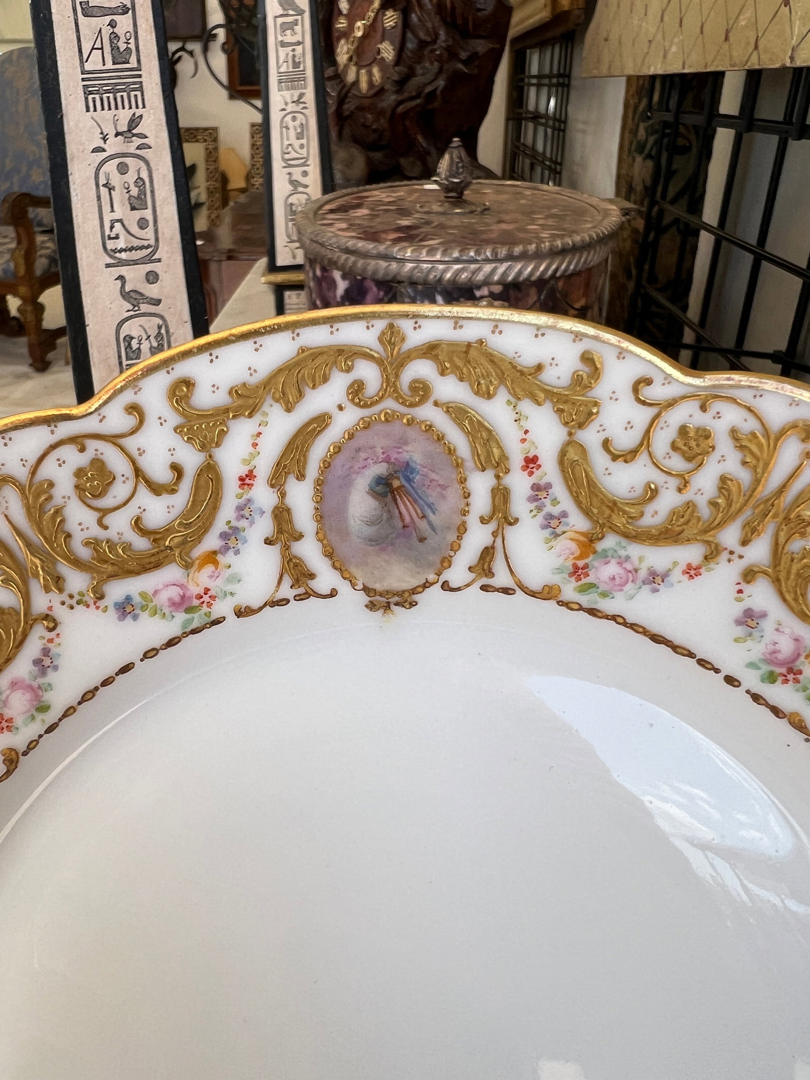 Set of 8, Raphael Weill Hand Enameled "Important Figures" Porcelain Plates 9" - 6