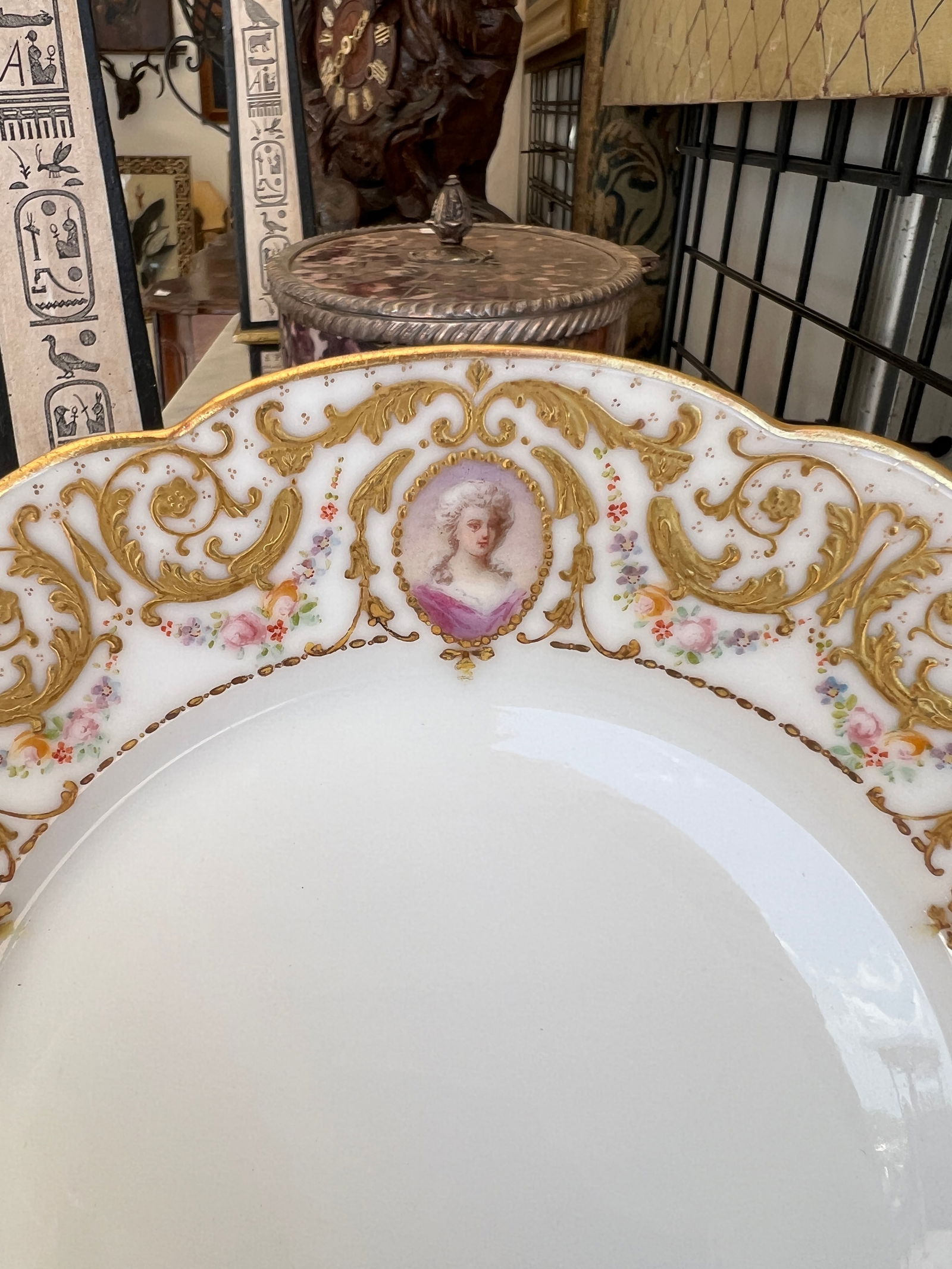 Set of 8, Raphael Weill Hand Enameled "Important Figures" Porcelain Plates 9" - 7