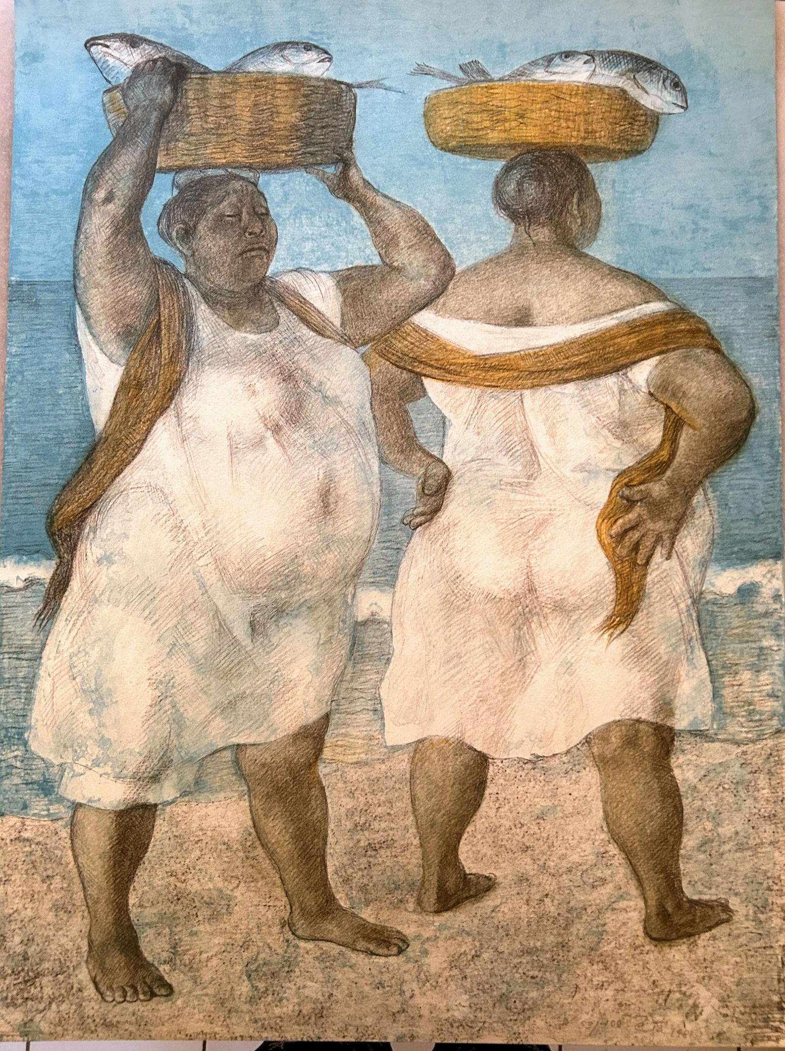 Original Signed "Mujeres Al Mar" (Woman by the Sea) Lithograph by Francisco ZÃºÃ± - 2