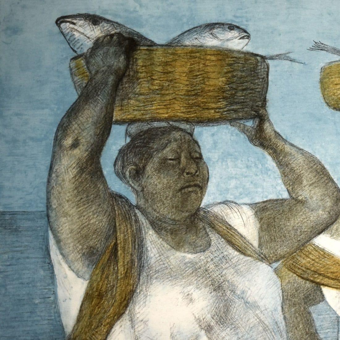 Original Signed "Mujeres Al Mar" (Woman by the Sea) Lithograph by Francisco ZÃºÃ± - 4