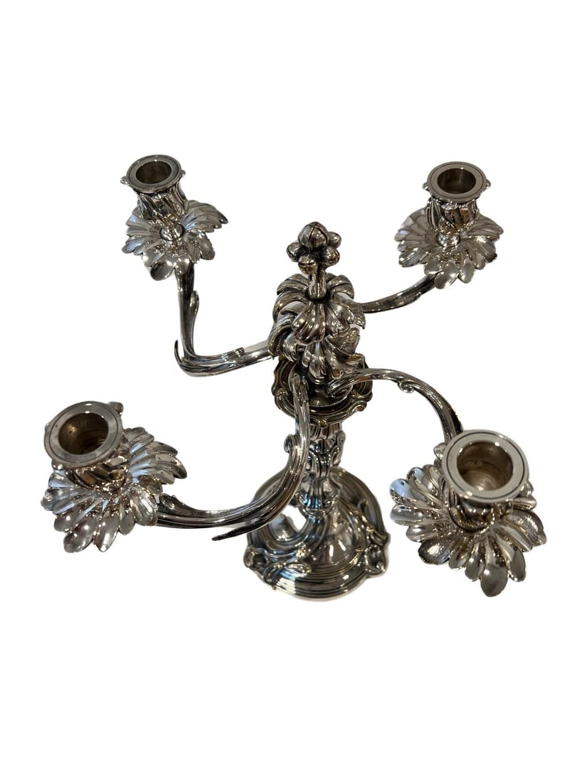 A Pair of French Christofle "Trianon" Silver Plate Candelabra - 10