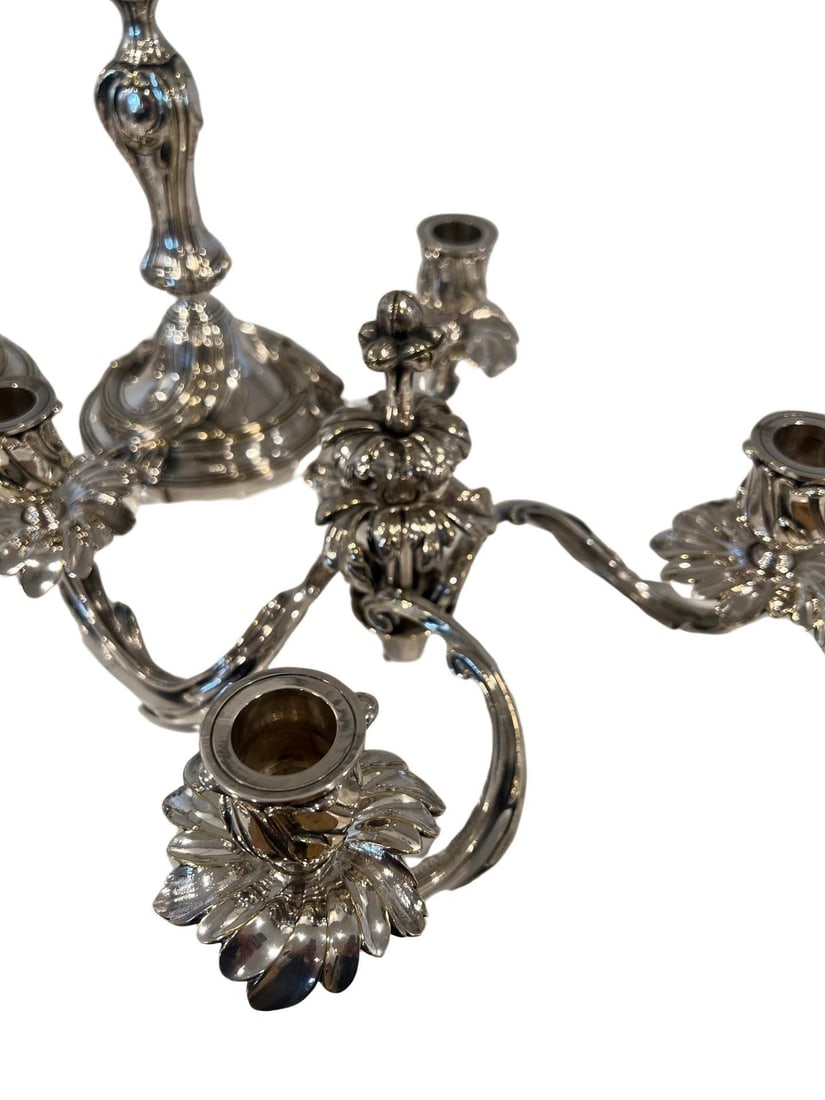 A Pair of French Christofle "Trianon" Silver Plate Candelabra - 8