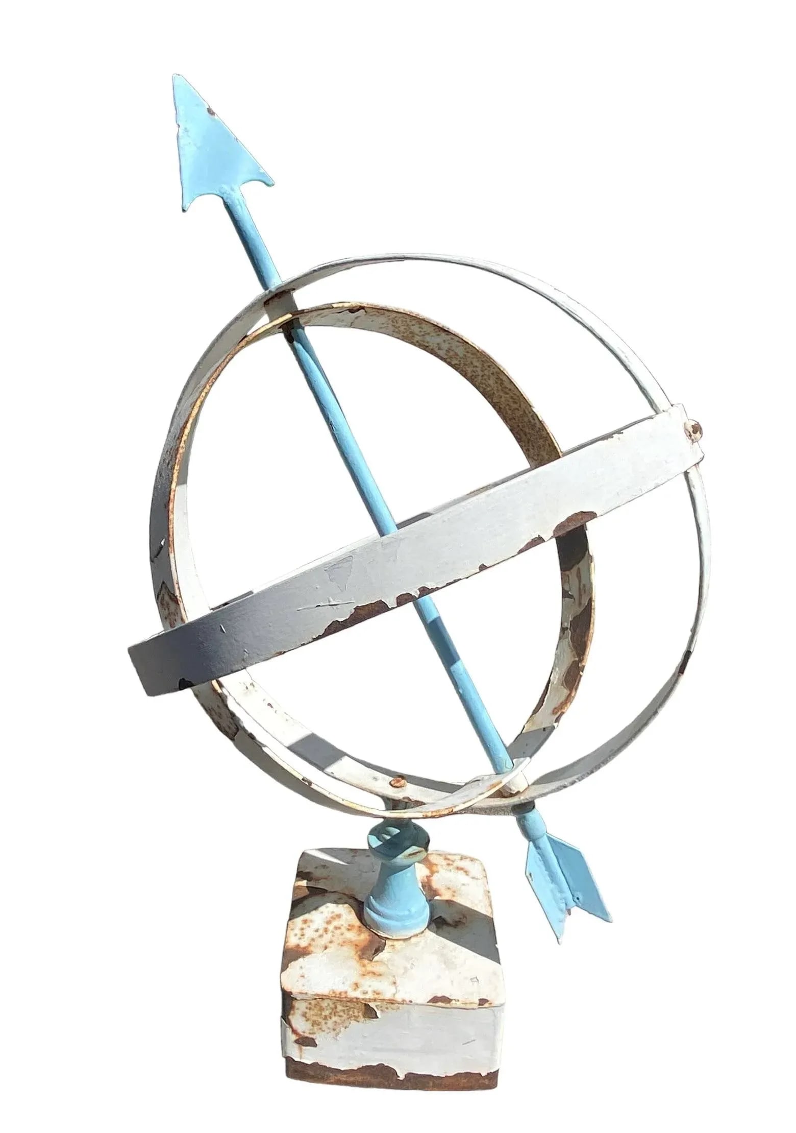 Mid 20th Century Blue & White Painted Metal Armillary - 2