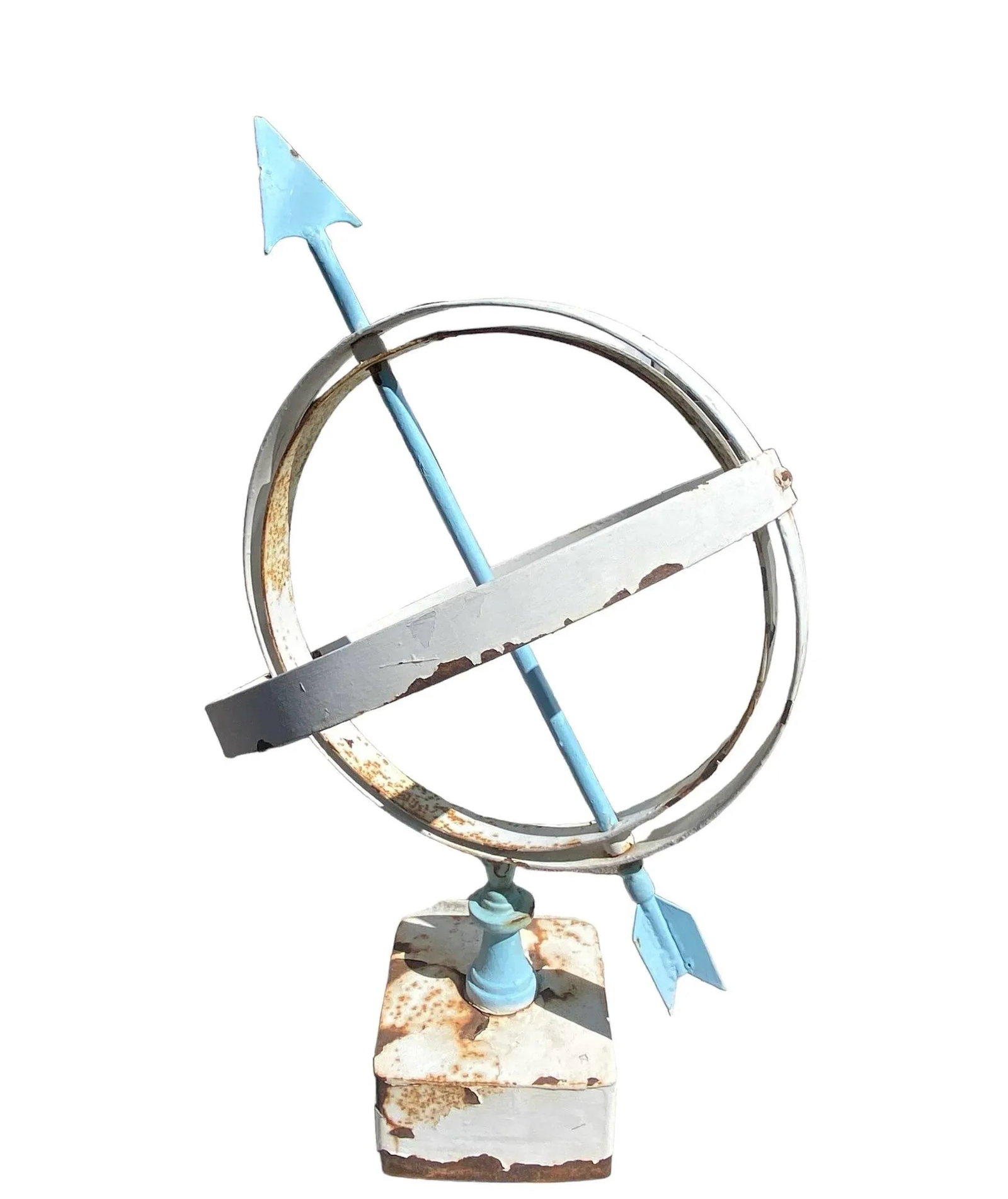 Mid 20th Century Blue & White Painted Metal Armillary - 3