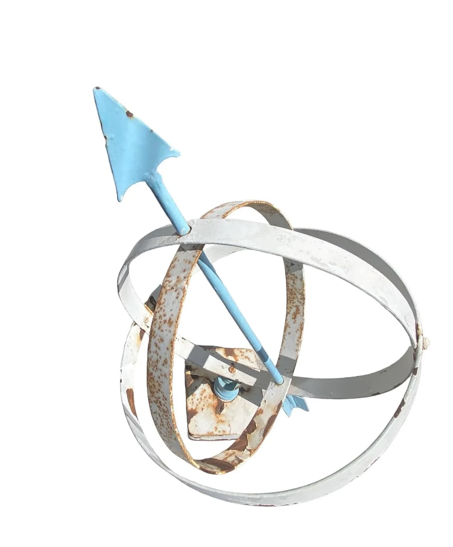 Mid 20th Century Blue & White Painted Metal Armillary - 7