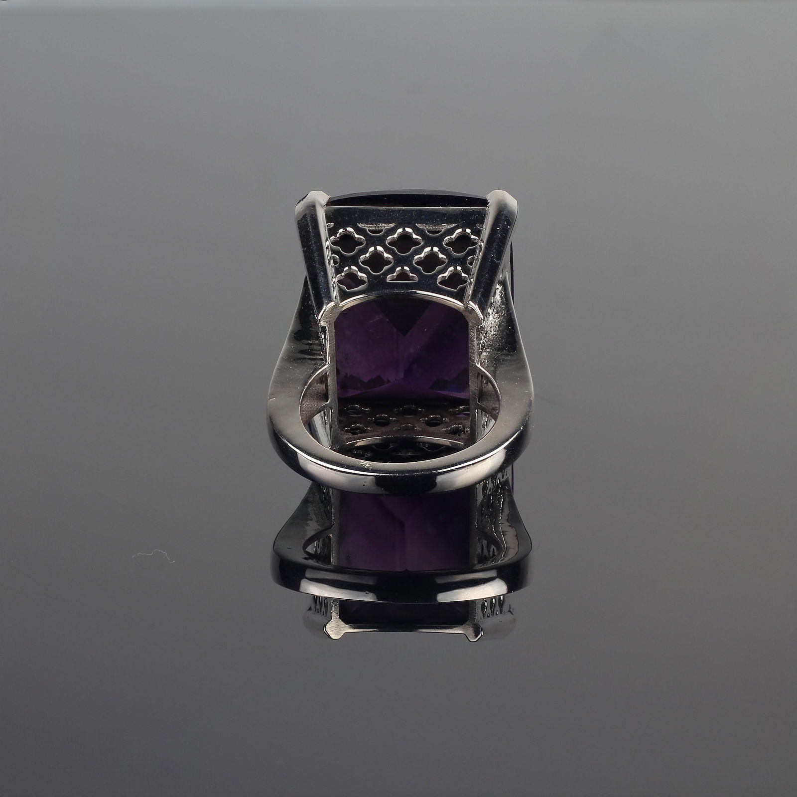 AJD 56Ct Square Awe-Inspiring Amethyst Sterling Silver Ring February Birthstone Size 8.25 - 4