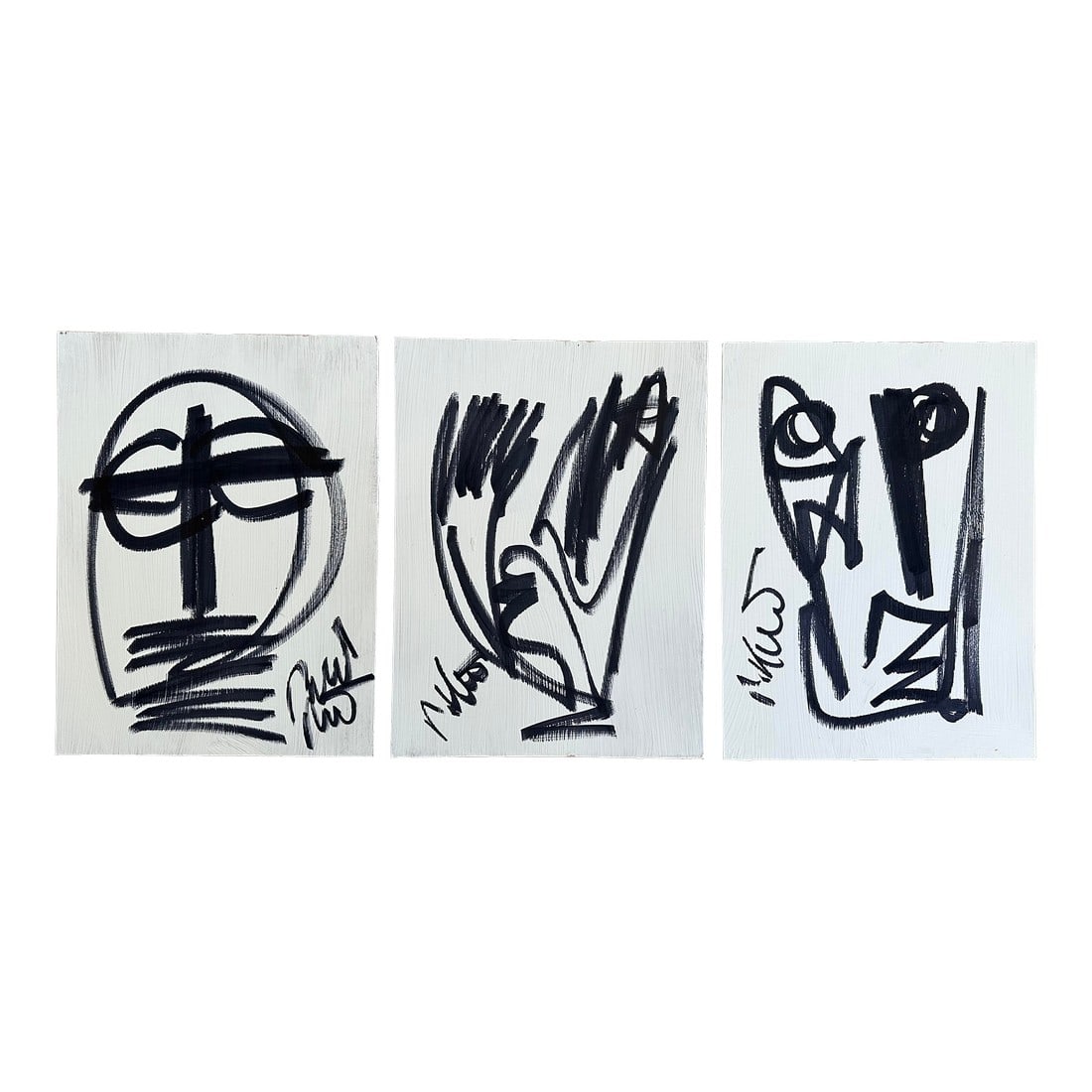 Set of 3 Original Peter Keil Paintings: Peter Keil is a German artist that focuses primarily on abstract expressionism. Keil painted with some of the greats including Joan MirÃ³, Pablo Picasso and Andy Warhol, to name a few. This