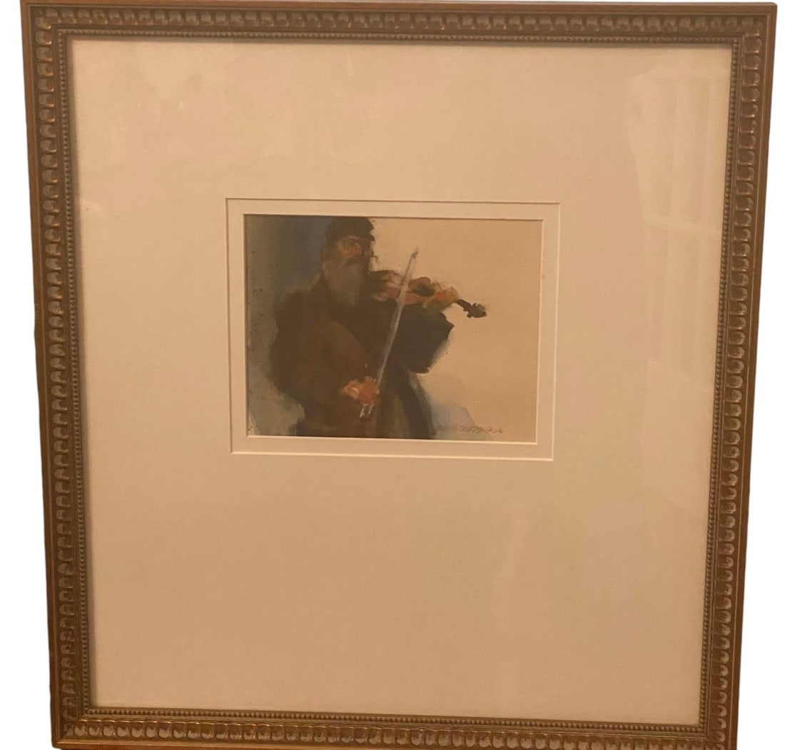 Late 20th Century Framed Watercolor Portrait "Tevye,The Fiddler on the Roof" by Arne Westerman 1 - 2