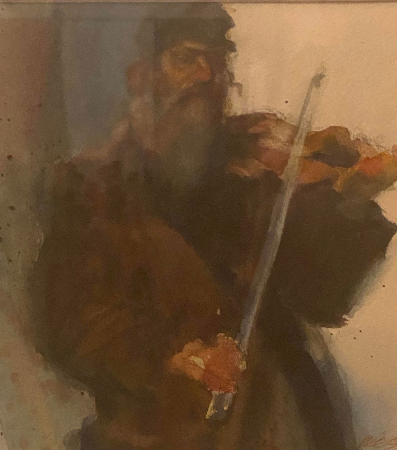 Late 20th Century Framed Watercolor Portrait "Tevye,The Fiddler on the Roof" by Arne Westerman 1 - 7