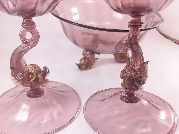 Venetian/Murano Glass Three Piece Console Ensemble Set - 3