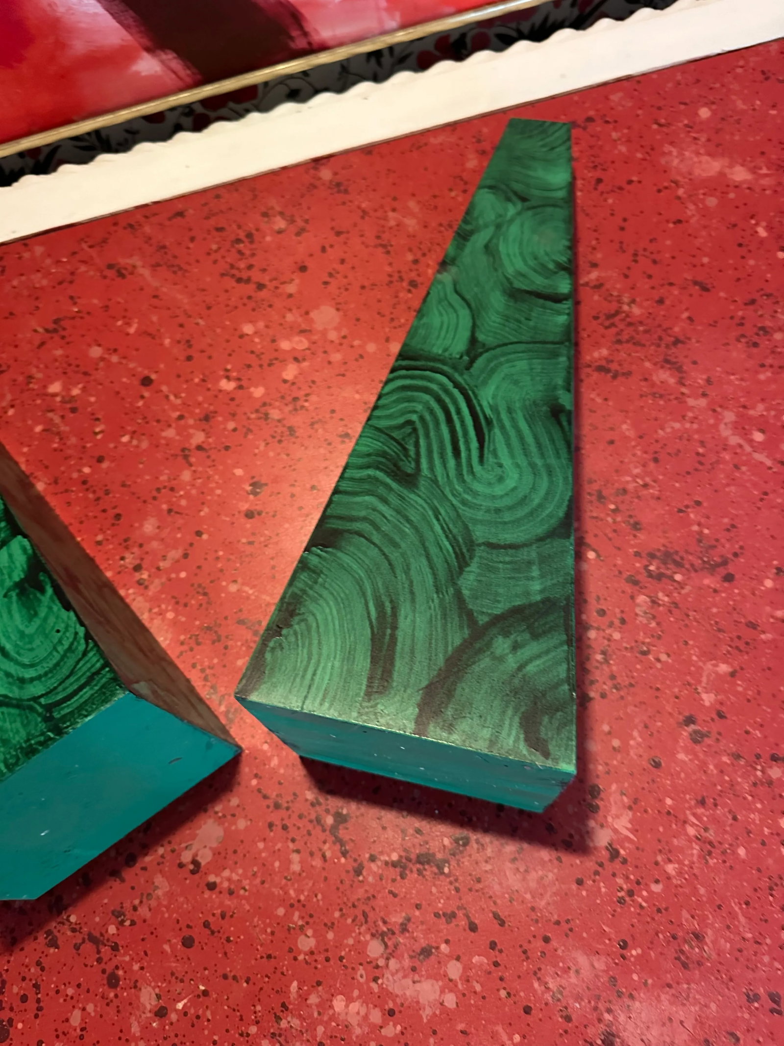 A Pair of Irwin and Lane Hand Painted and Hand Made Faux Malachite Obelisks - 10