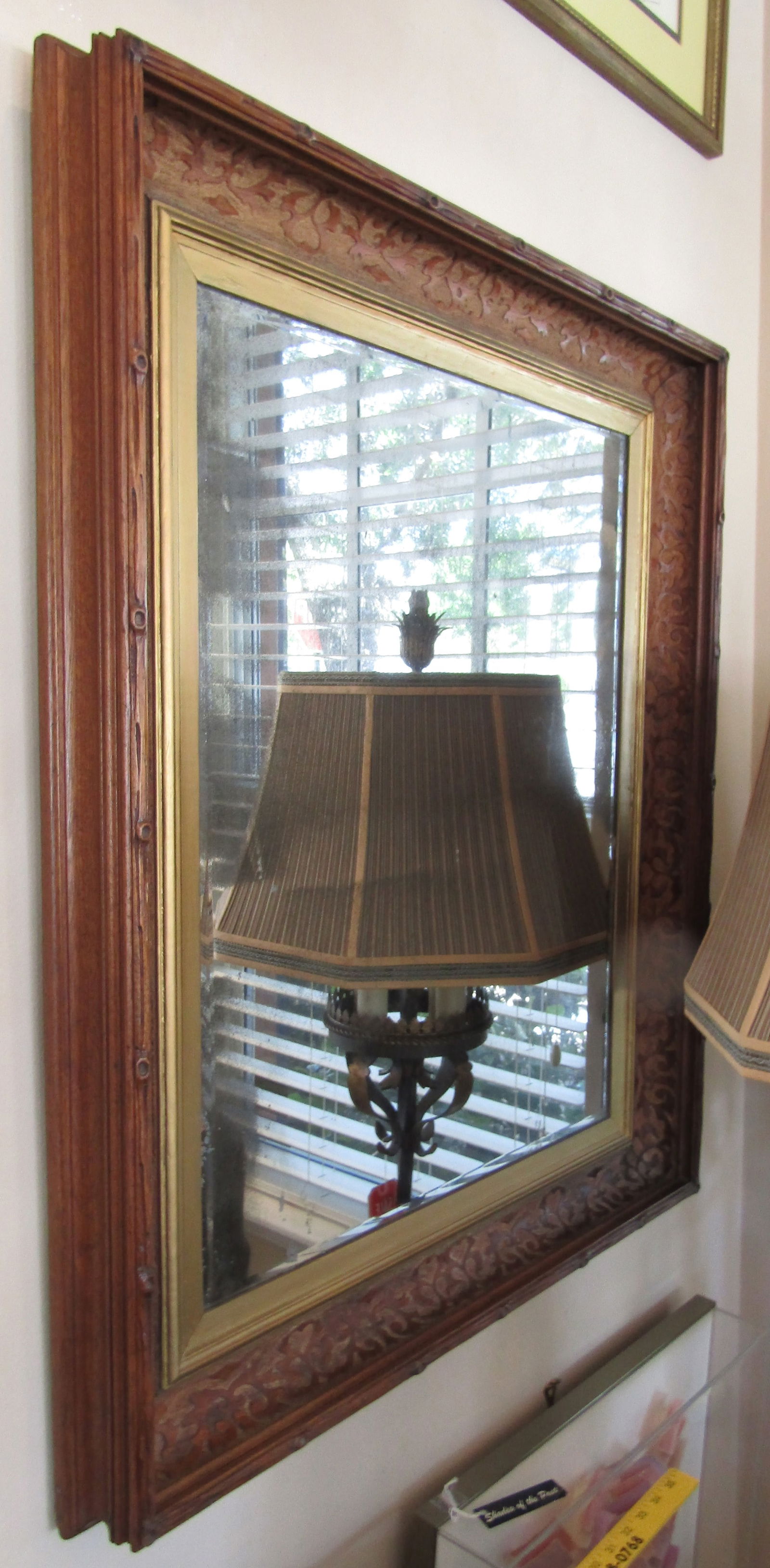 Antique Hand Carved Walnut Faux Bois Casetta Style Wall Mirror Circa 1870's - 2