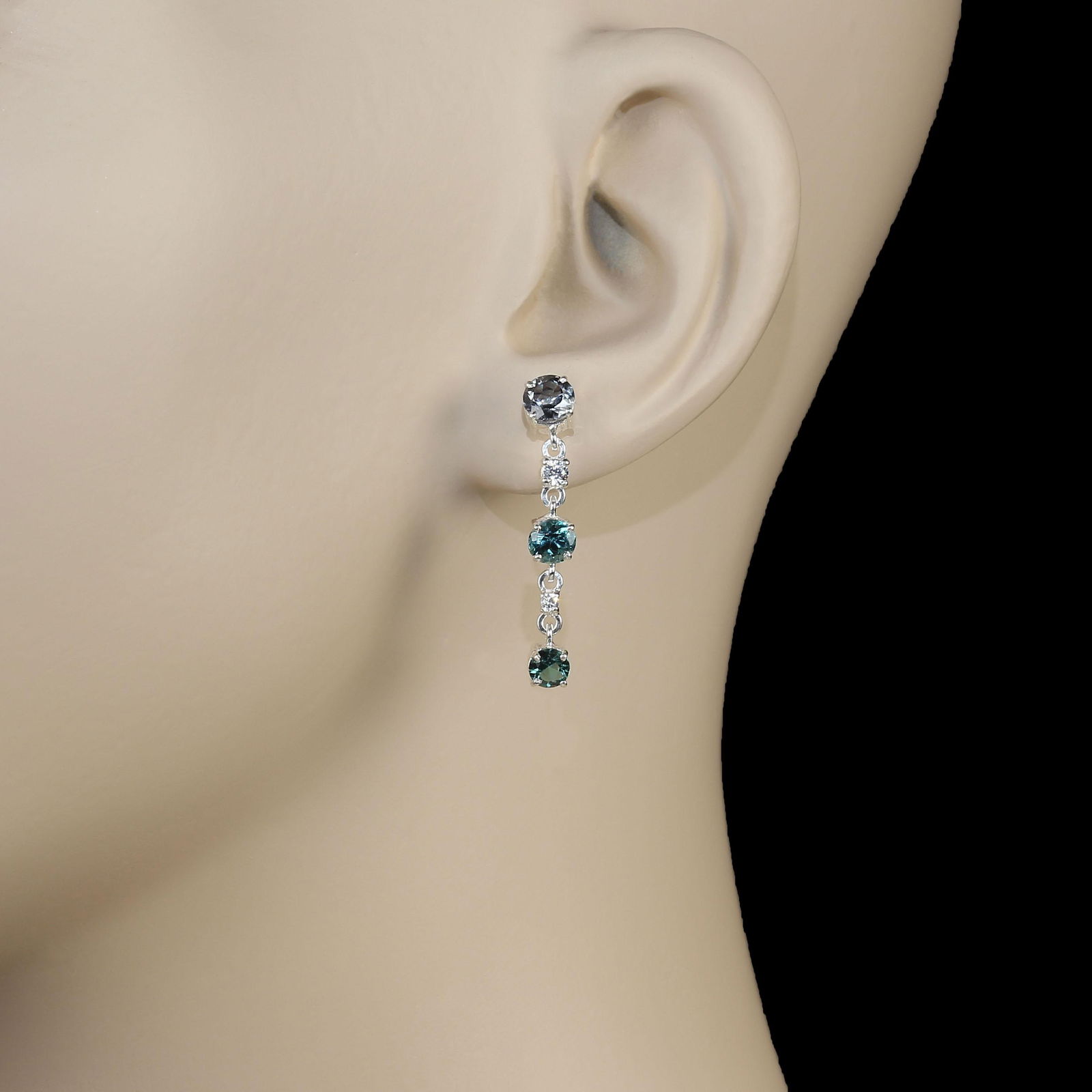 AJD Blue Tourmaline and Sterling Silver Drop Earrings - 2 Pieces - 2