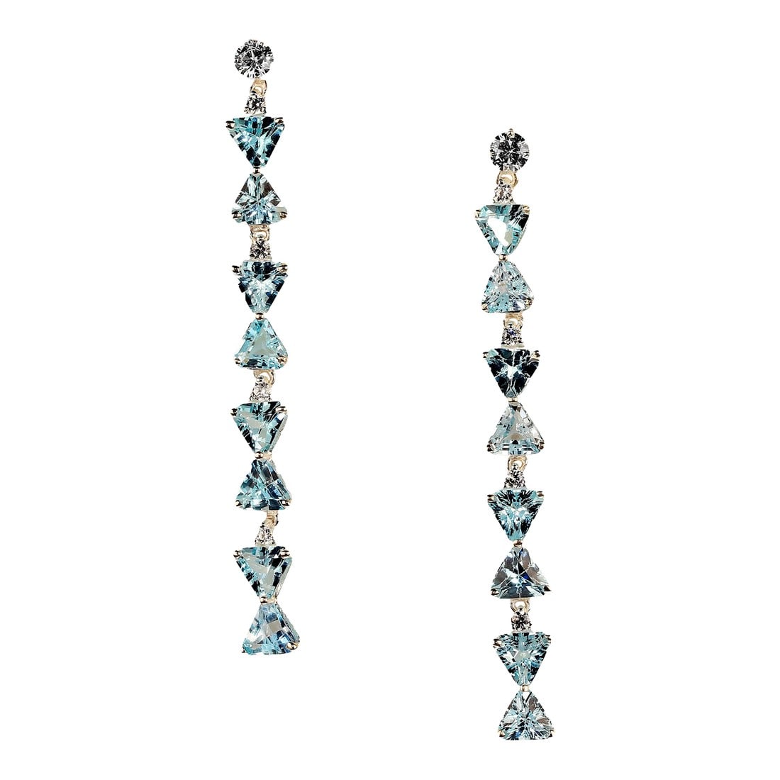 Bedazzling Blue Topaz Dangle and Sterling Silver Earrings - 2 Pieces: This is part of Chairish's Fine Jewelry assortment. Dazzling Blue Topaz Dangle Earrings with Genuine Zircon Accents Elevate your jewelry collection with these stunning 2.25-inch dangle earrings,