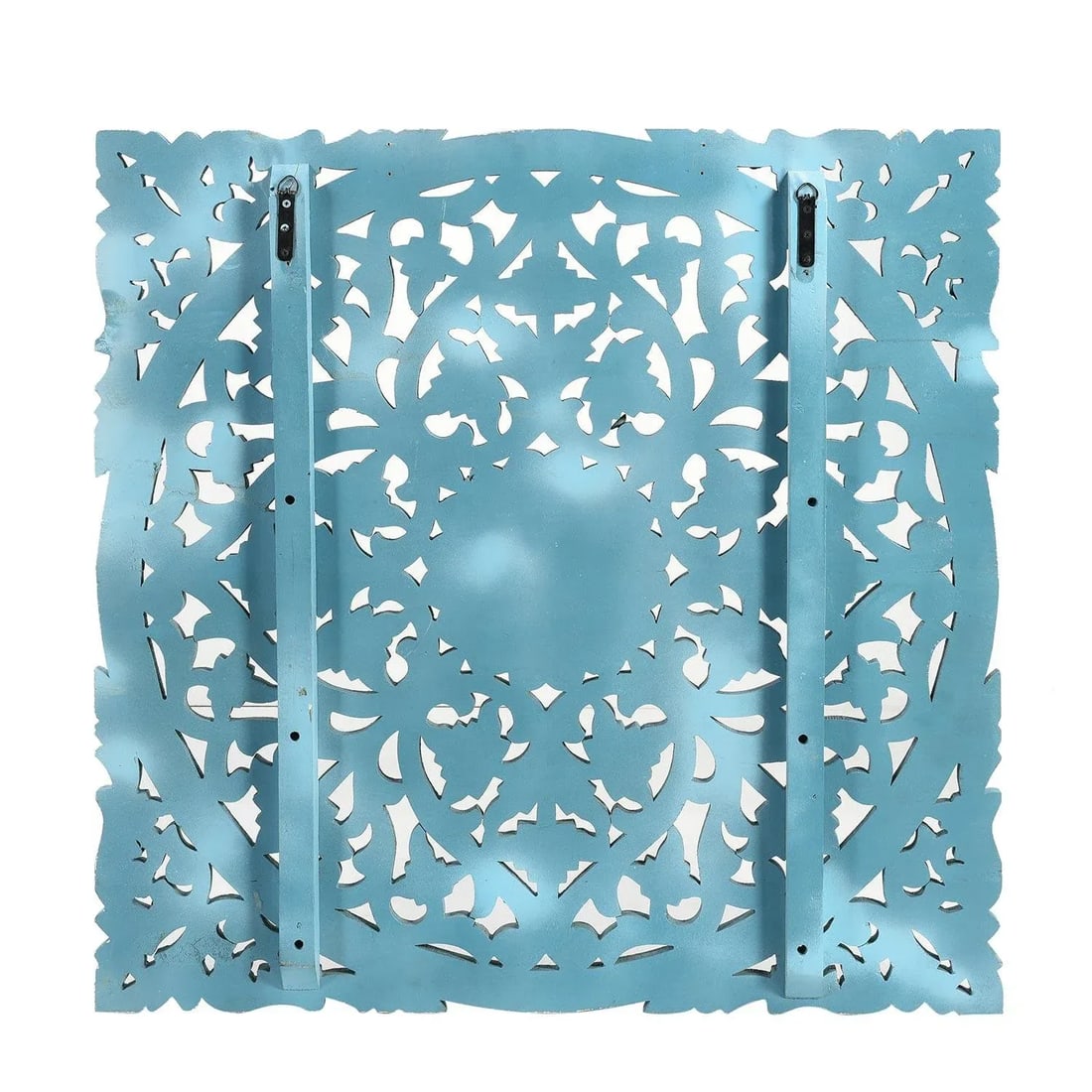 1990s Square Lattice Carved Solid Wood Wall Panel - 3