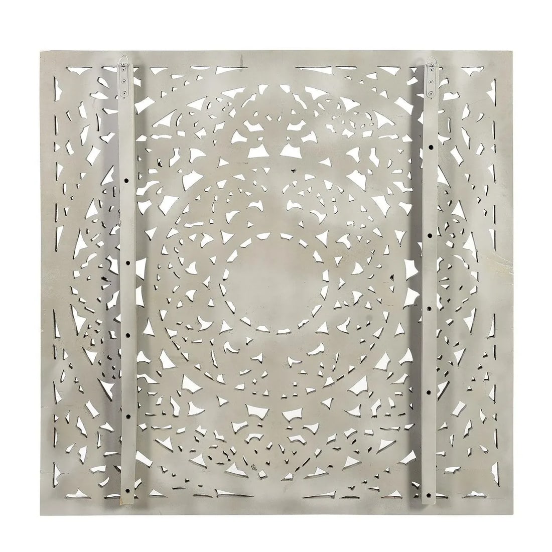 1990s Square Lattice Carved Solid Wood Wall Panel - 4