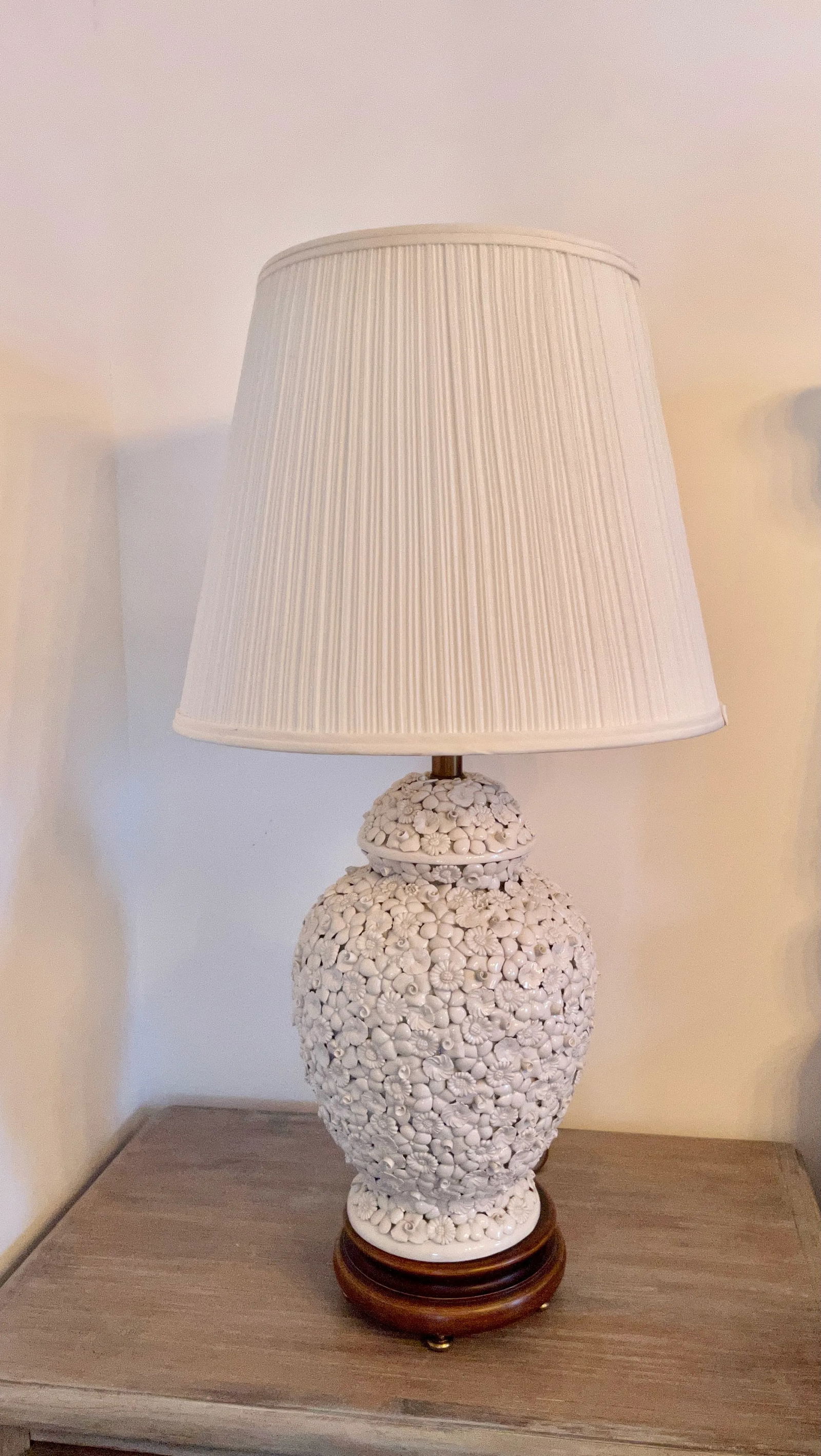 Pair of Blanc De Chine Ginger Jar Table Lamps W/Applied Flowers - 3