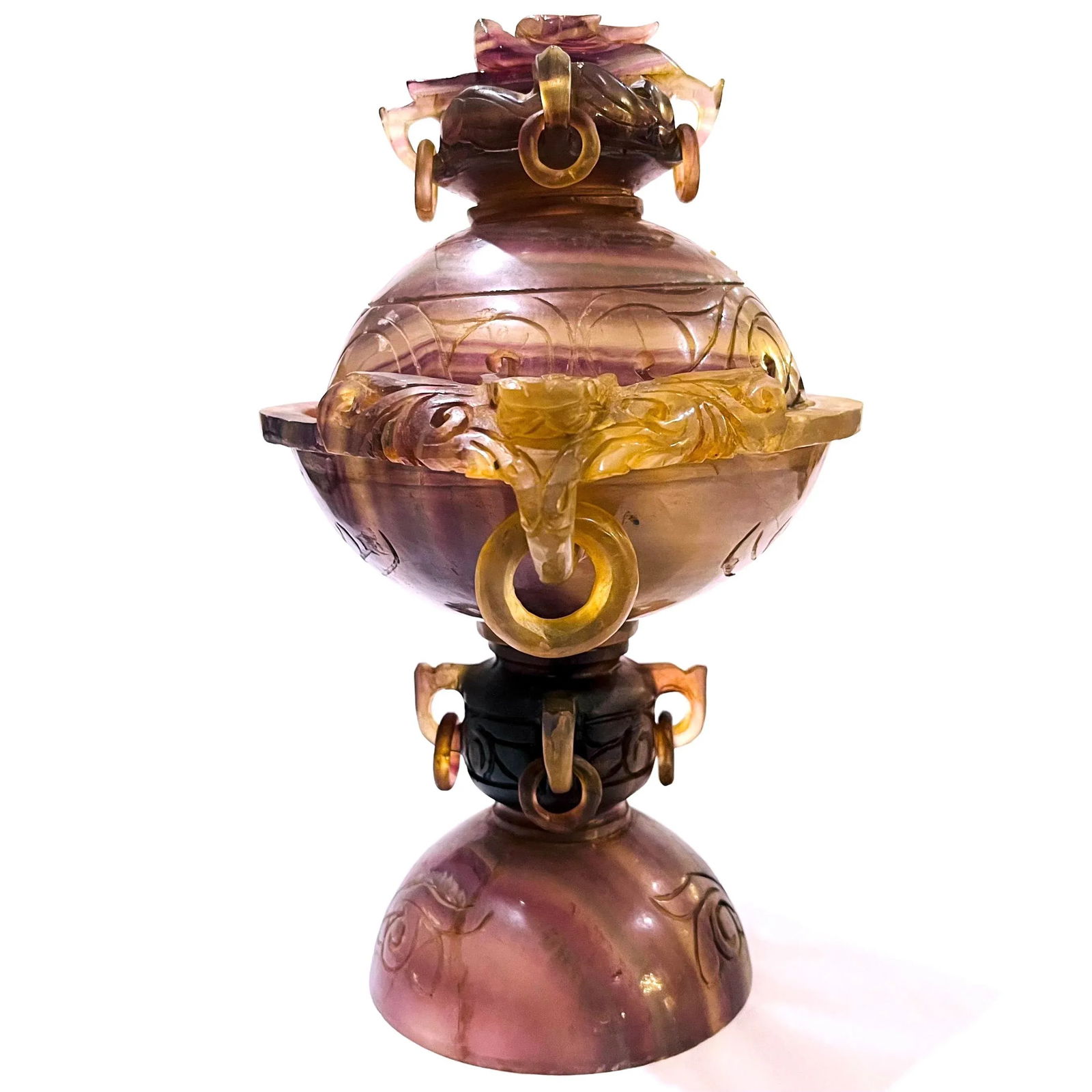 Antique Qing Dynasty Chinese Hand-Carved Amethyst Censer - 3