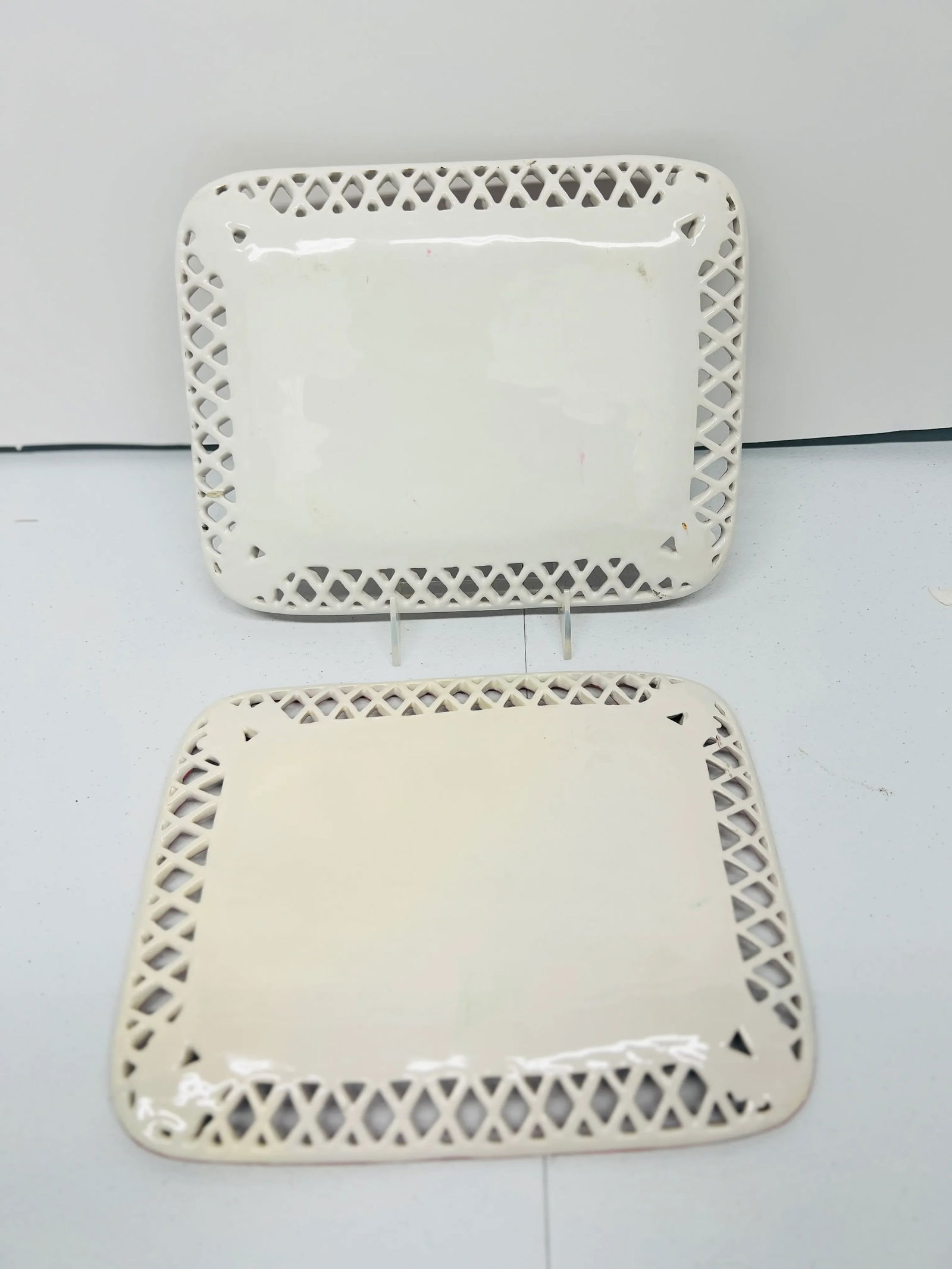 Antique French Faience Chinoiserie Decorated Pierced Platters C.1880 - 6