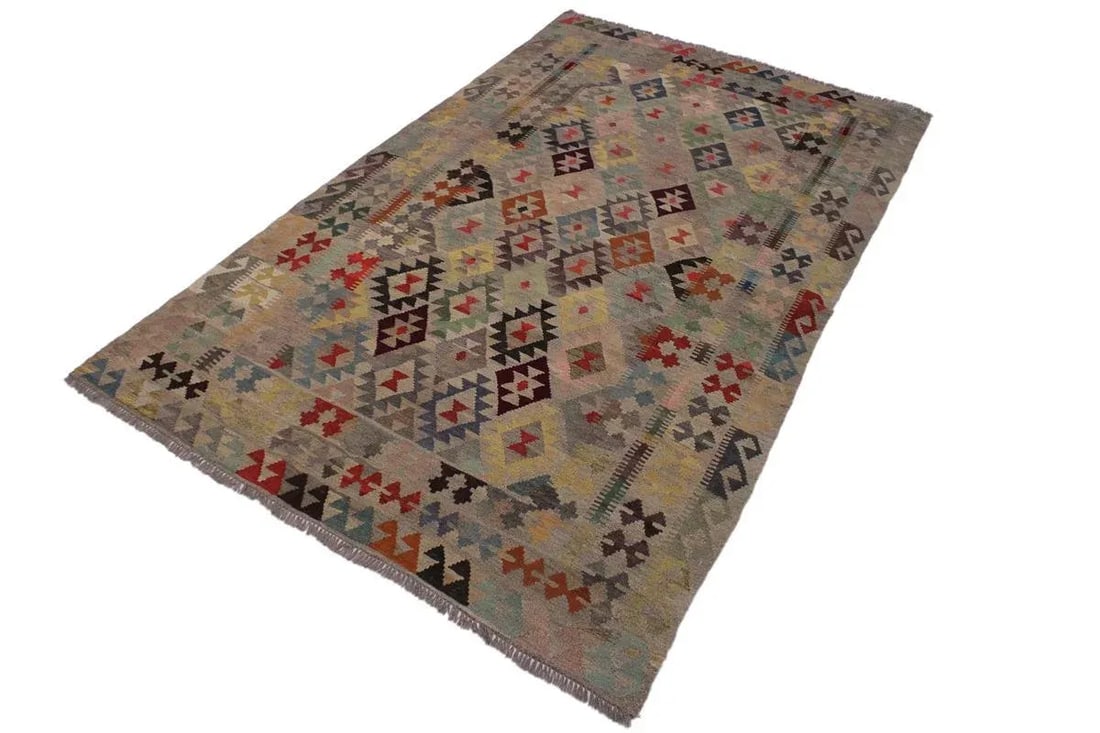 Shabby Chic Tribal Kilim Hand-Woven Wool Rug -5"²7"³ × 8"²4"³ - 2