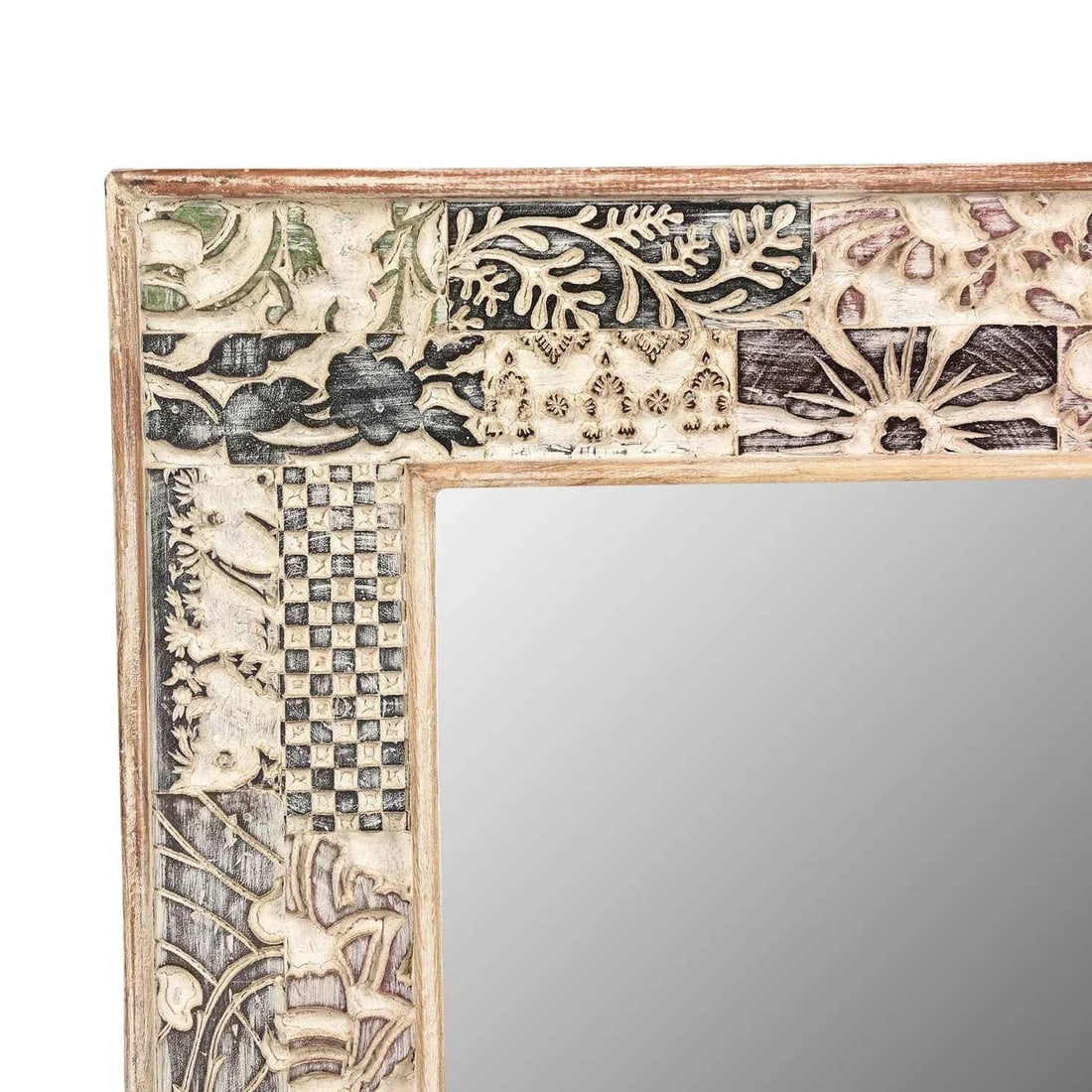 Vintage Carved Fabric Printing Blocks Repurposed 48" Tall Mirror - 3
