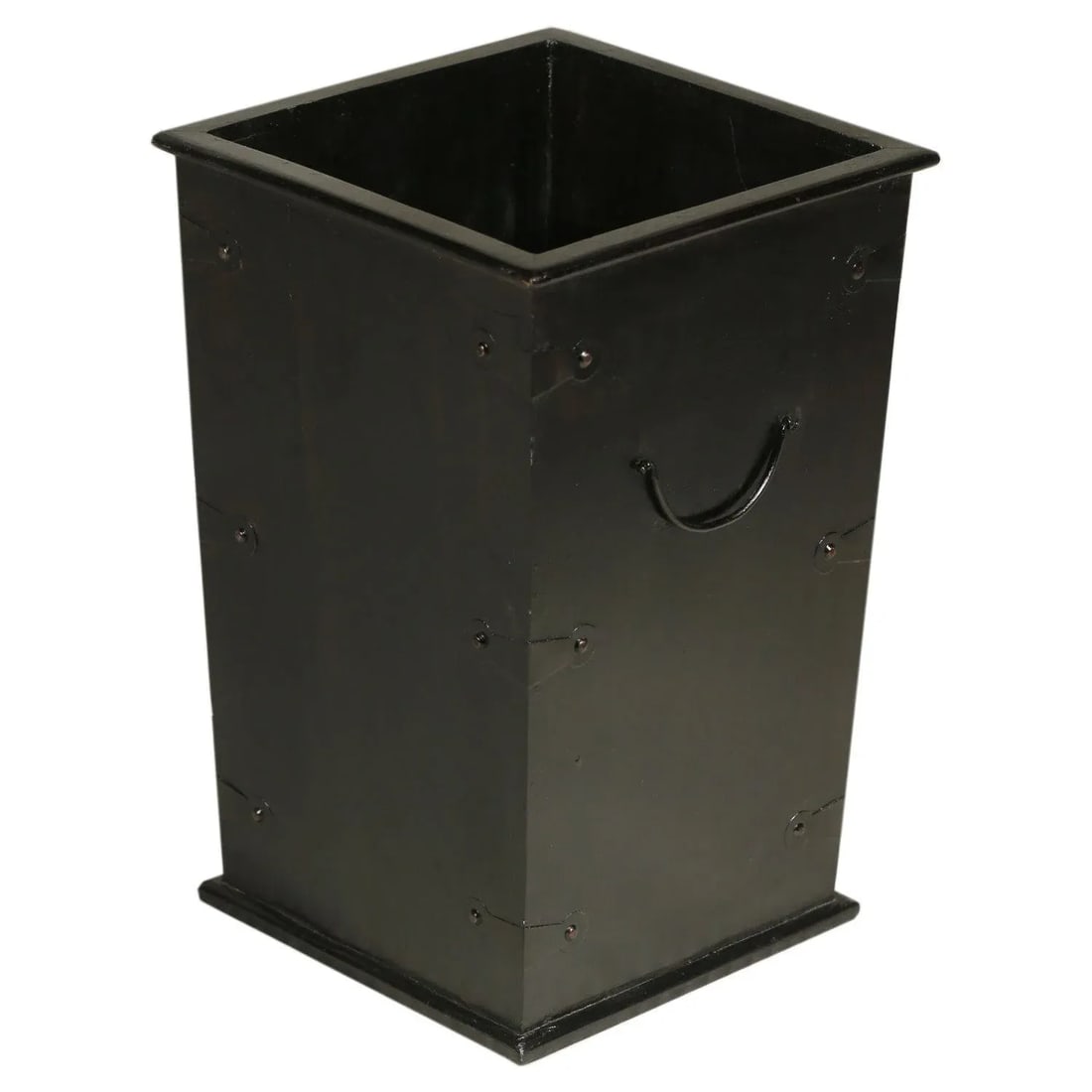 Solid Wood Distressed Black Planters With Nailheads- Set of 3 - 4