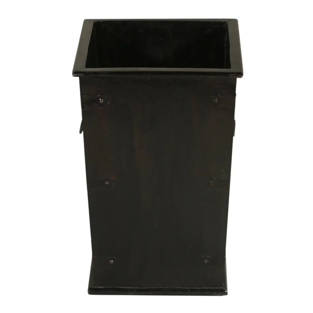 Solid Wood Distressed Black Planters With Nailheads- Set of 3 - 5