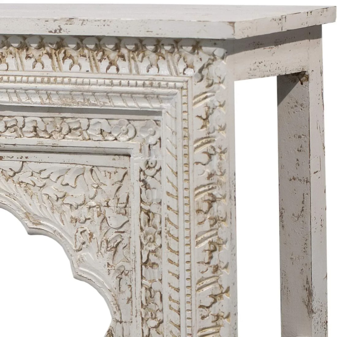 59" Long Moorish Carved Arch Solid Wood Console Sofa Table - 5