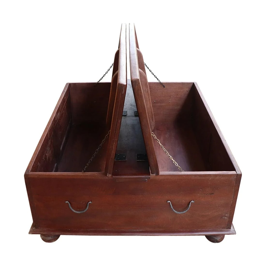 Vintage Carved Window Upcycled 41" Square Box Solid Wood Coffee Table - 3