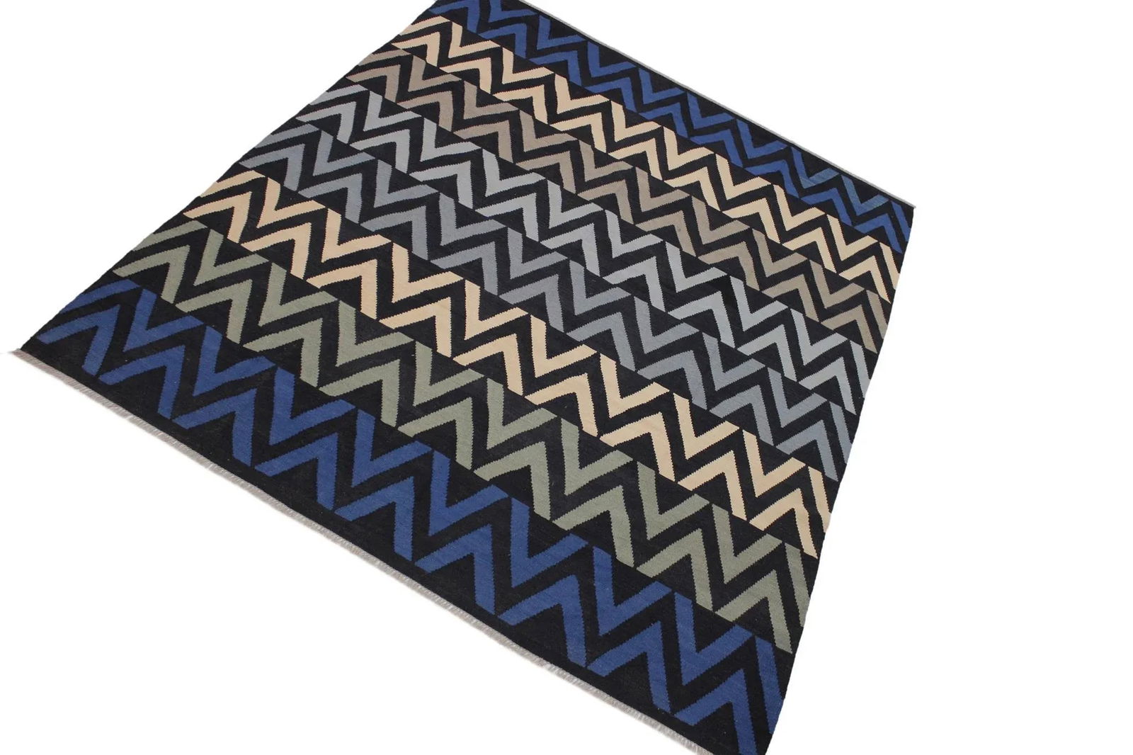 Contemporary Kilim Black/Ivory Hand-Woven Wool Rug - 8'6 X 10'1 - 2