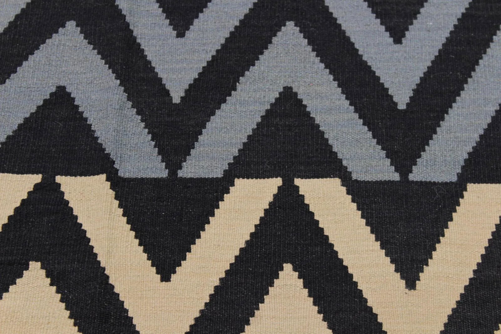Contemporary Kilim Black/Ivory Hand-Woven Wool Rug - 8'6 X 10'1 - 4