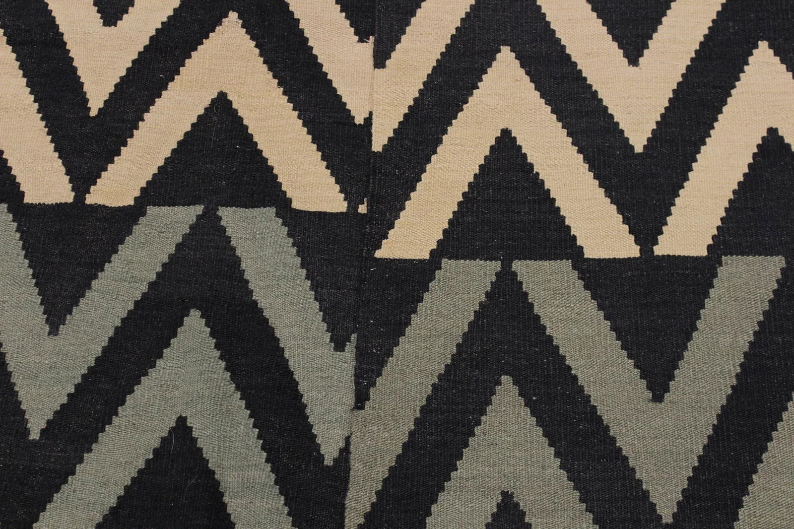 Contemporary Kilim Black/Ivory Hand-Woven Wool Rug - 8'6 X 10'1 - 7
