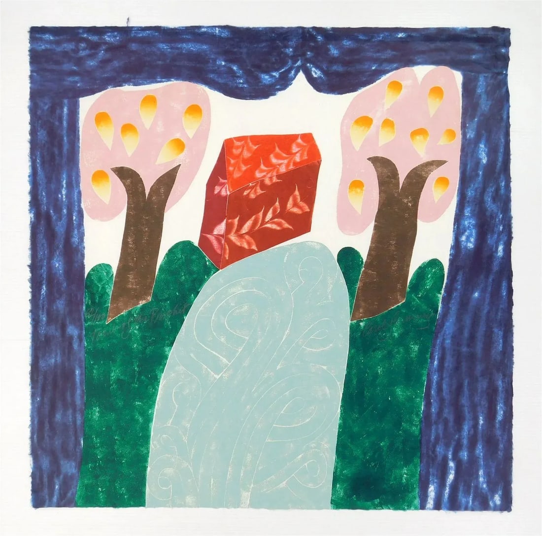 1990s Original Signed Carol Summers "Tomb of the Prophet" Woodcut, 62/100 - 2