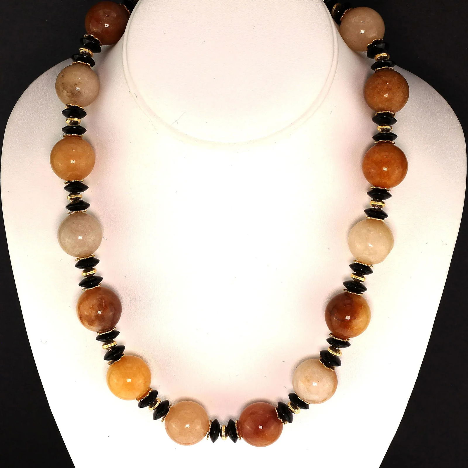 Statement Necklace in Shades of Golden Jade Black Tourmaline - 2