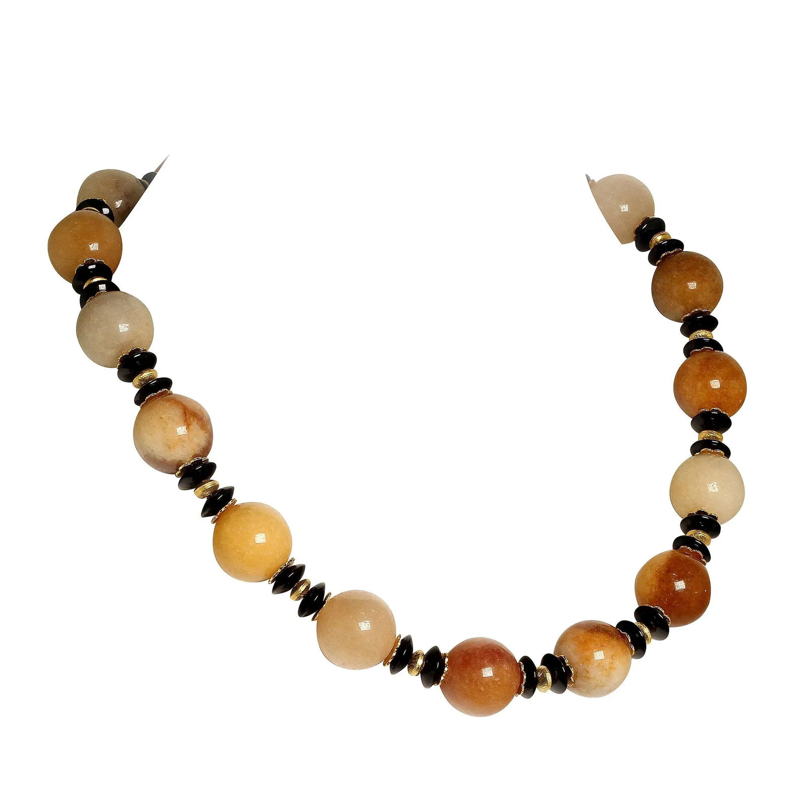 Statement Necklace in Shades of Golden Jade Black Tourmaline - 3