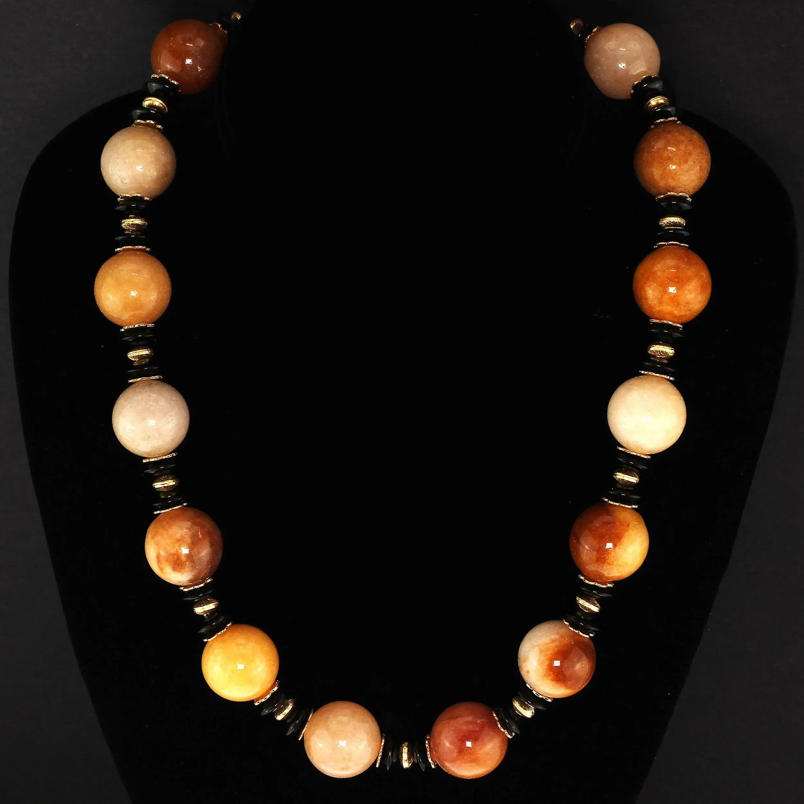 Statement Necklace in Shades of Golden Jade Black Tourmaline - 4
