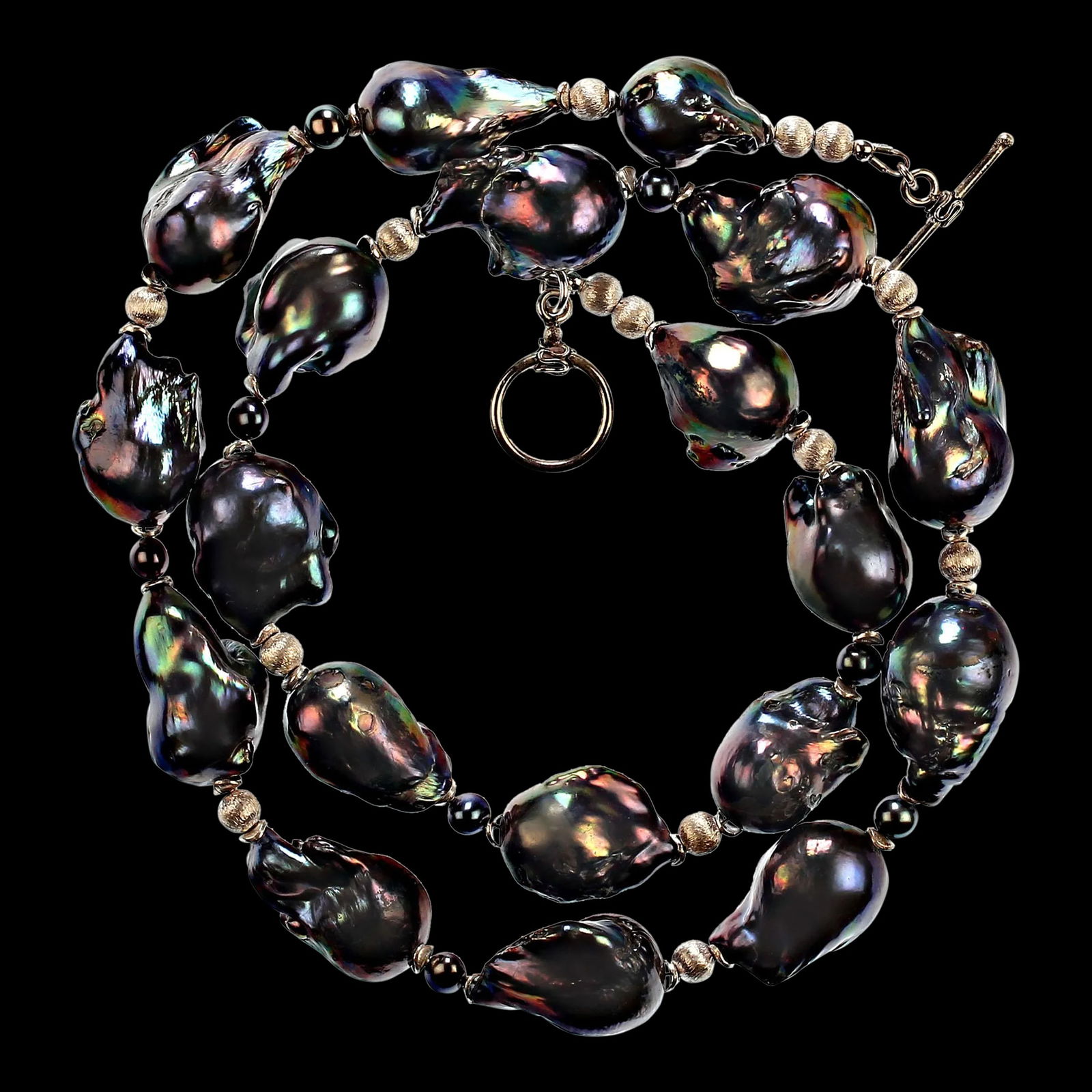 Peacock Iridescent Fireball Pearl Necklace June Birthstone - 2