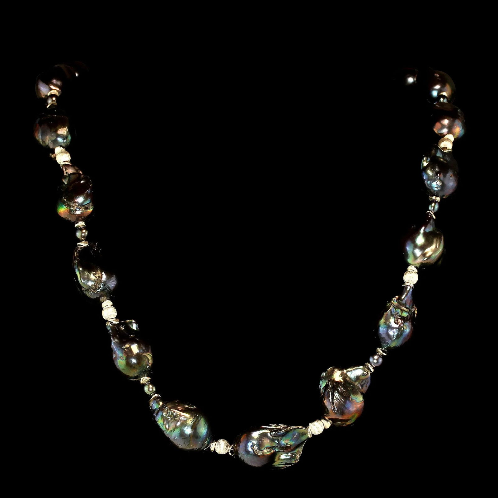 Peacock Iridescent Fireball Pearl Necklace June Birthstone - 4